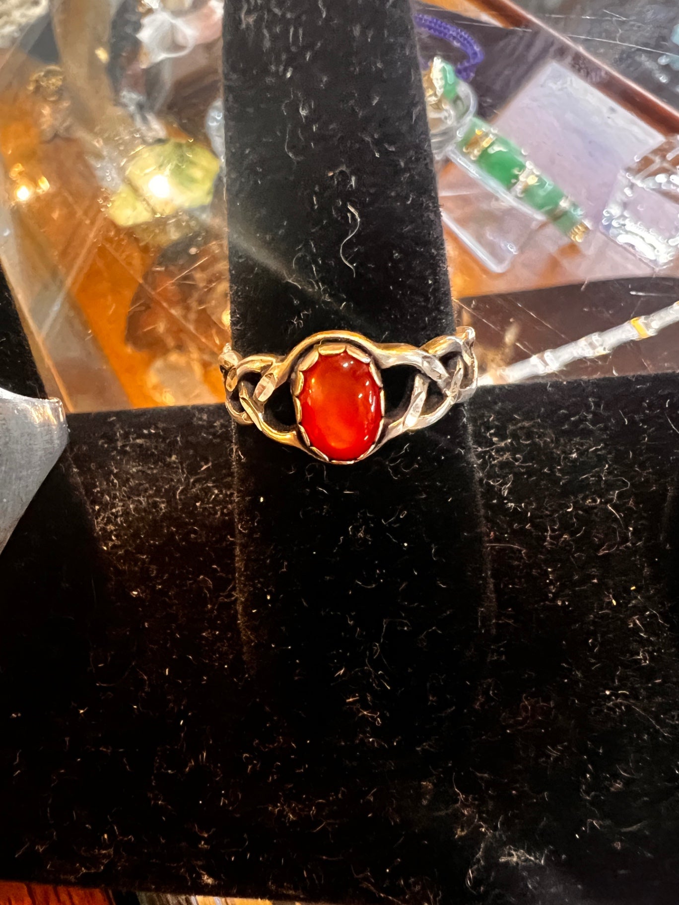 Ring Red Metal and Stone 9