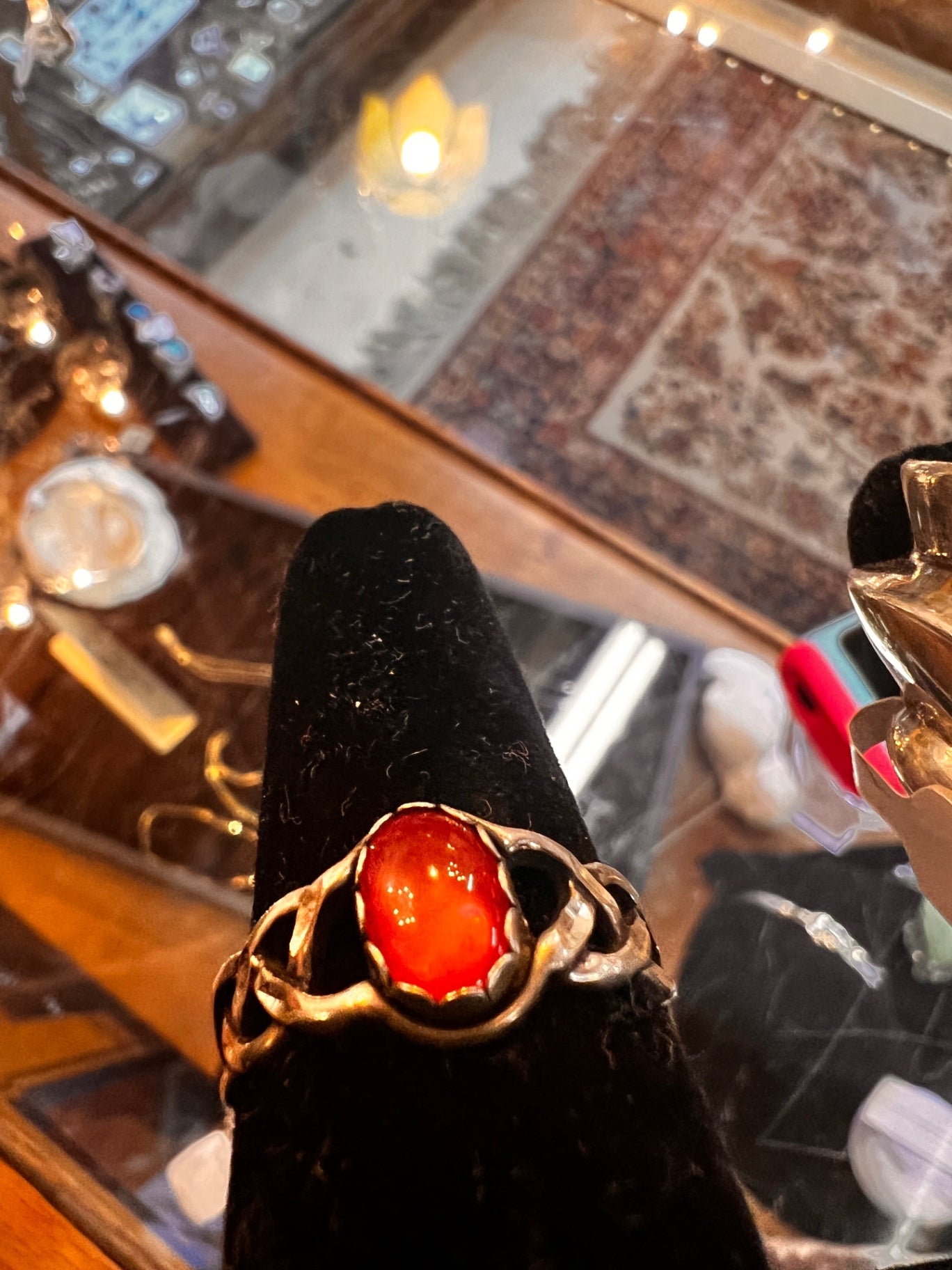 Ring Red Metal and Stone 9