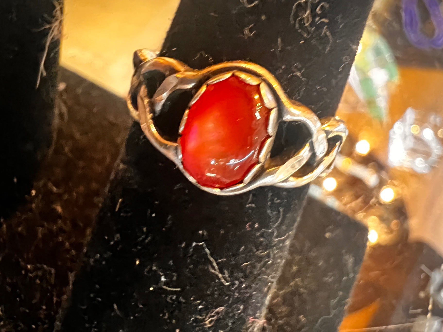 Ring Red Metal and Stone 9
