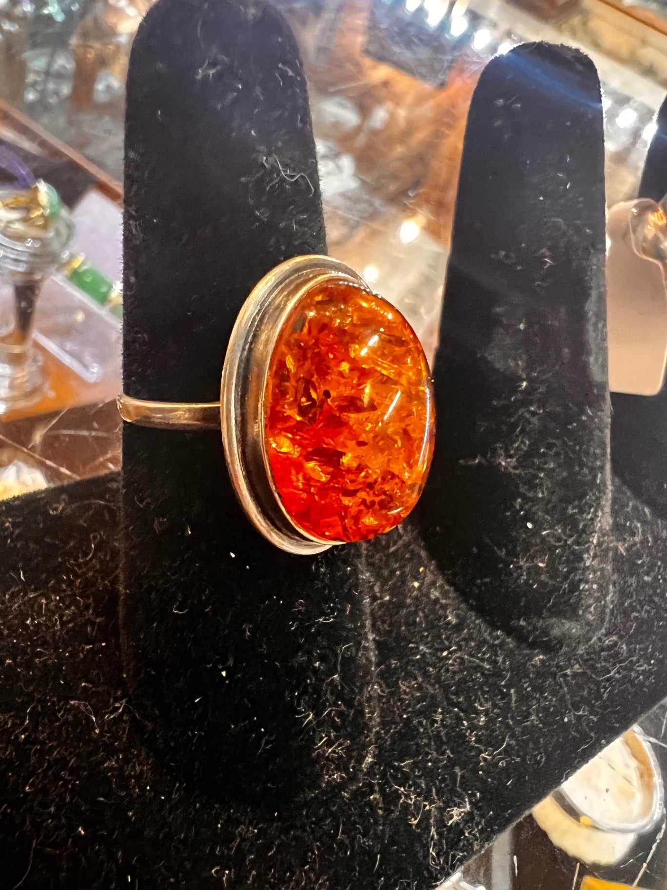 Ring Amber Silver 8.25