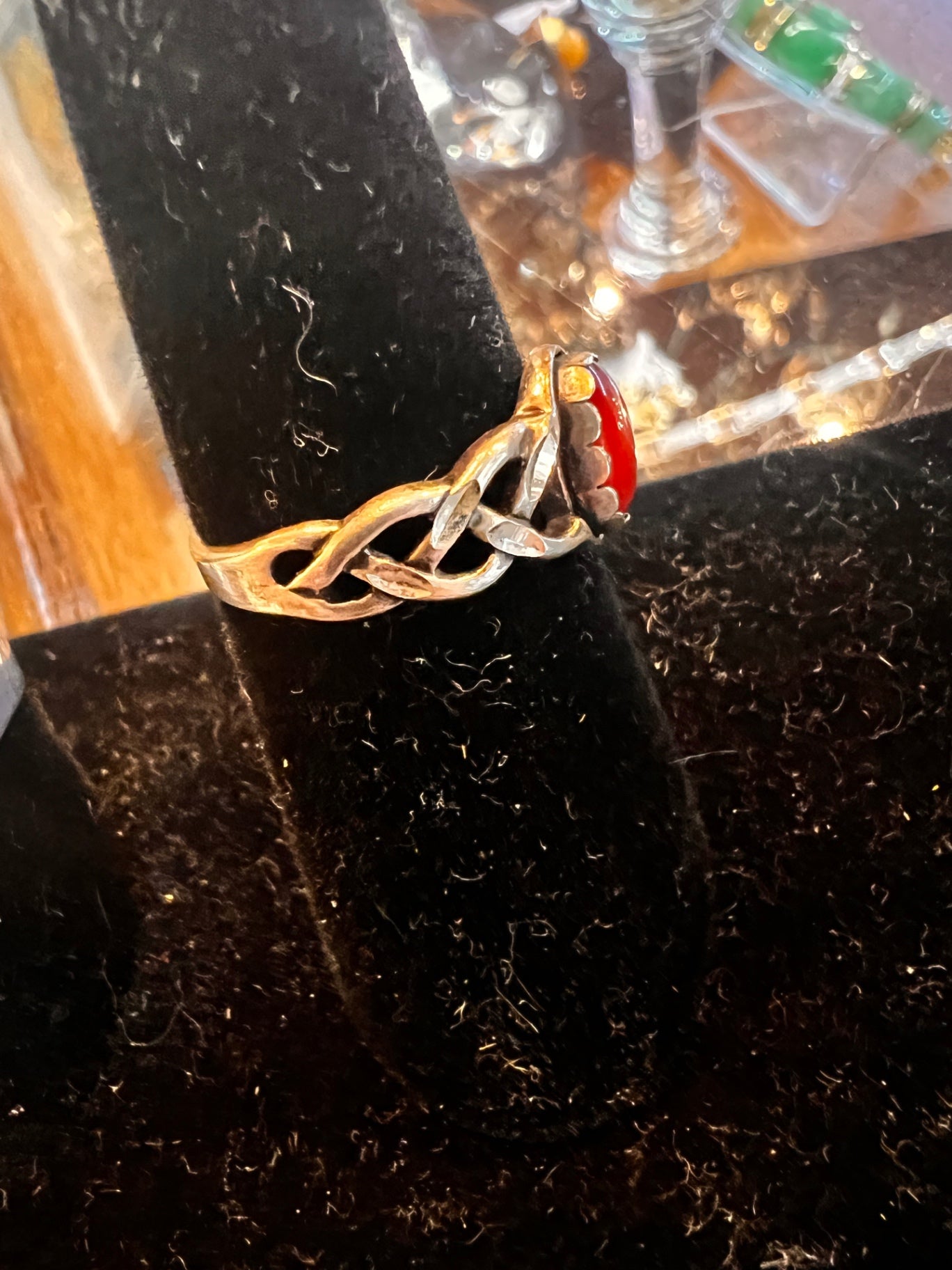 Ring Red Metal and Stone 9