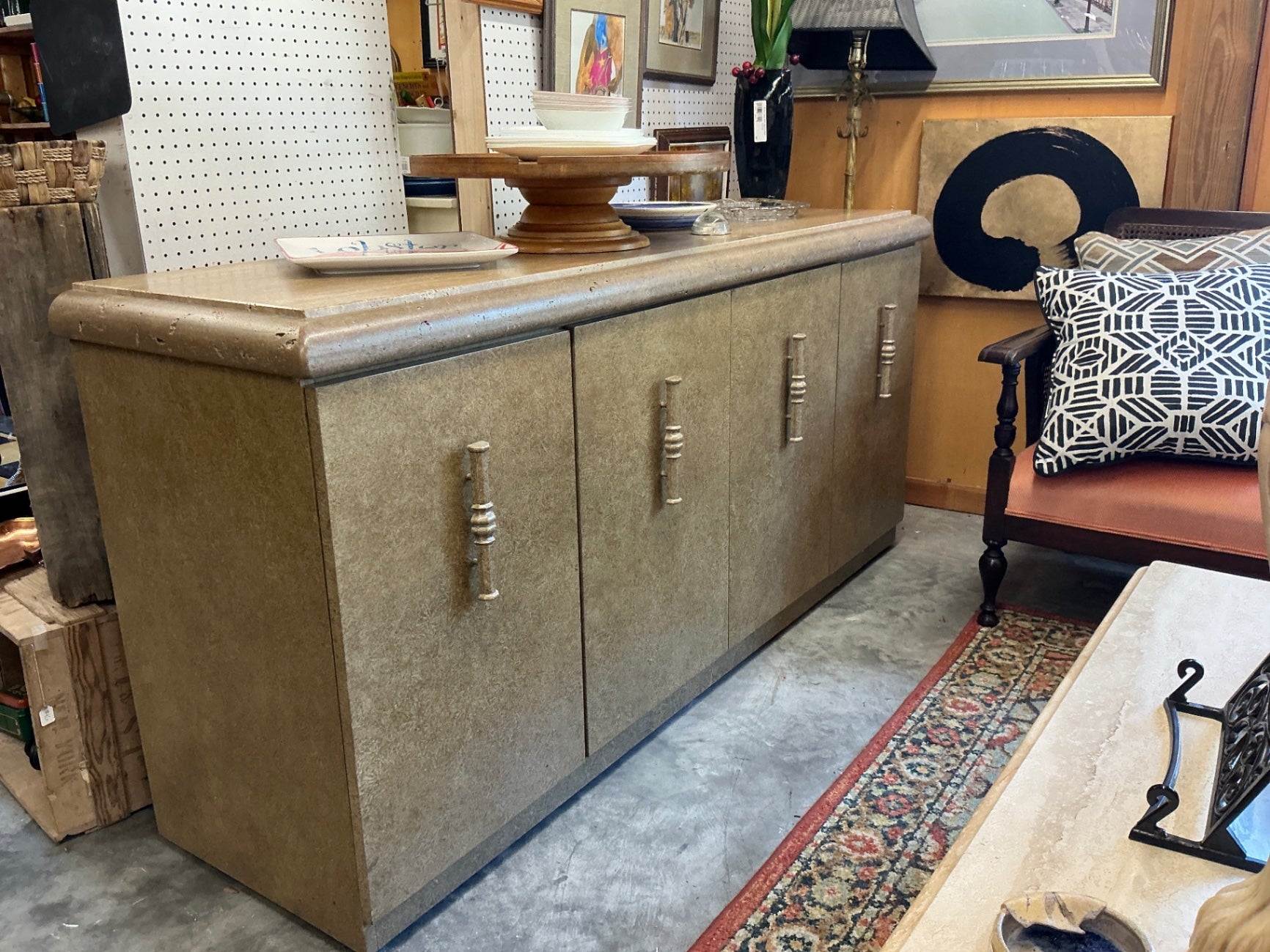 Sideboard / Buffet Gold Wood with Marble top