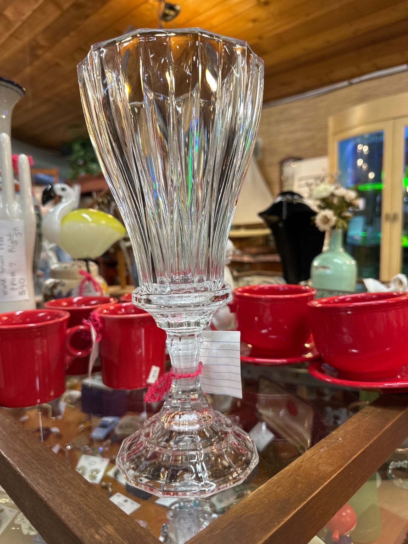 Clear vase candle holder