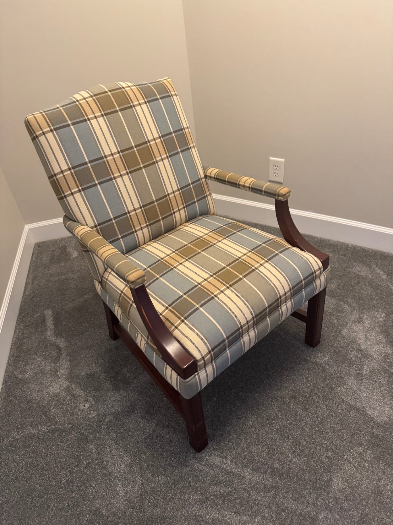 Armchair Multicolor (beige, blue, brown, white) Fabric, wood