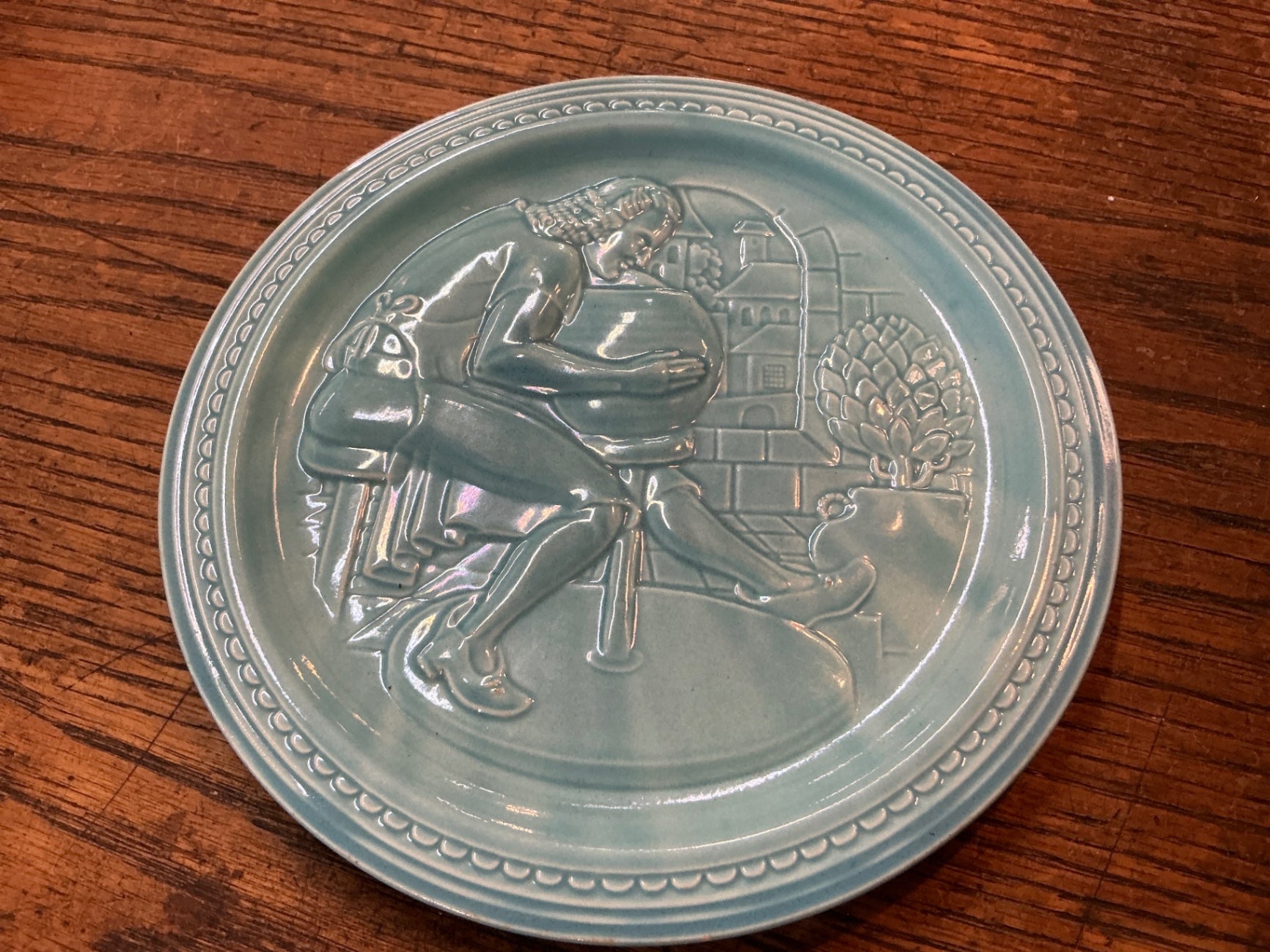 Decorative Plate Light Blue Ceramic JCL