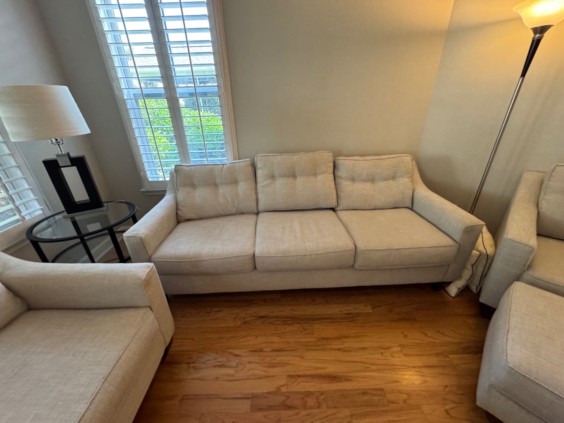 Living Room Sofa Set Beige Upholstered fabric