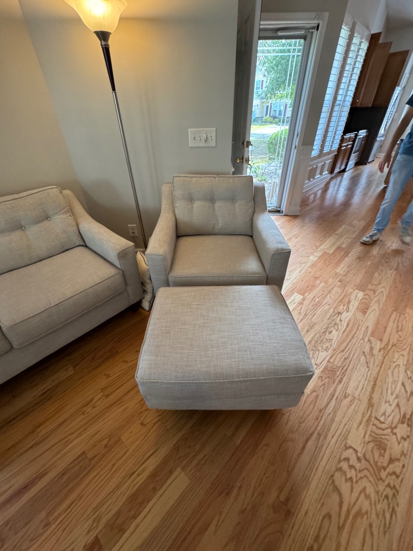 Living Room Sofa Set Beige Upholstered fabric