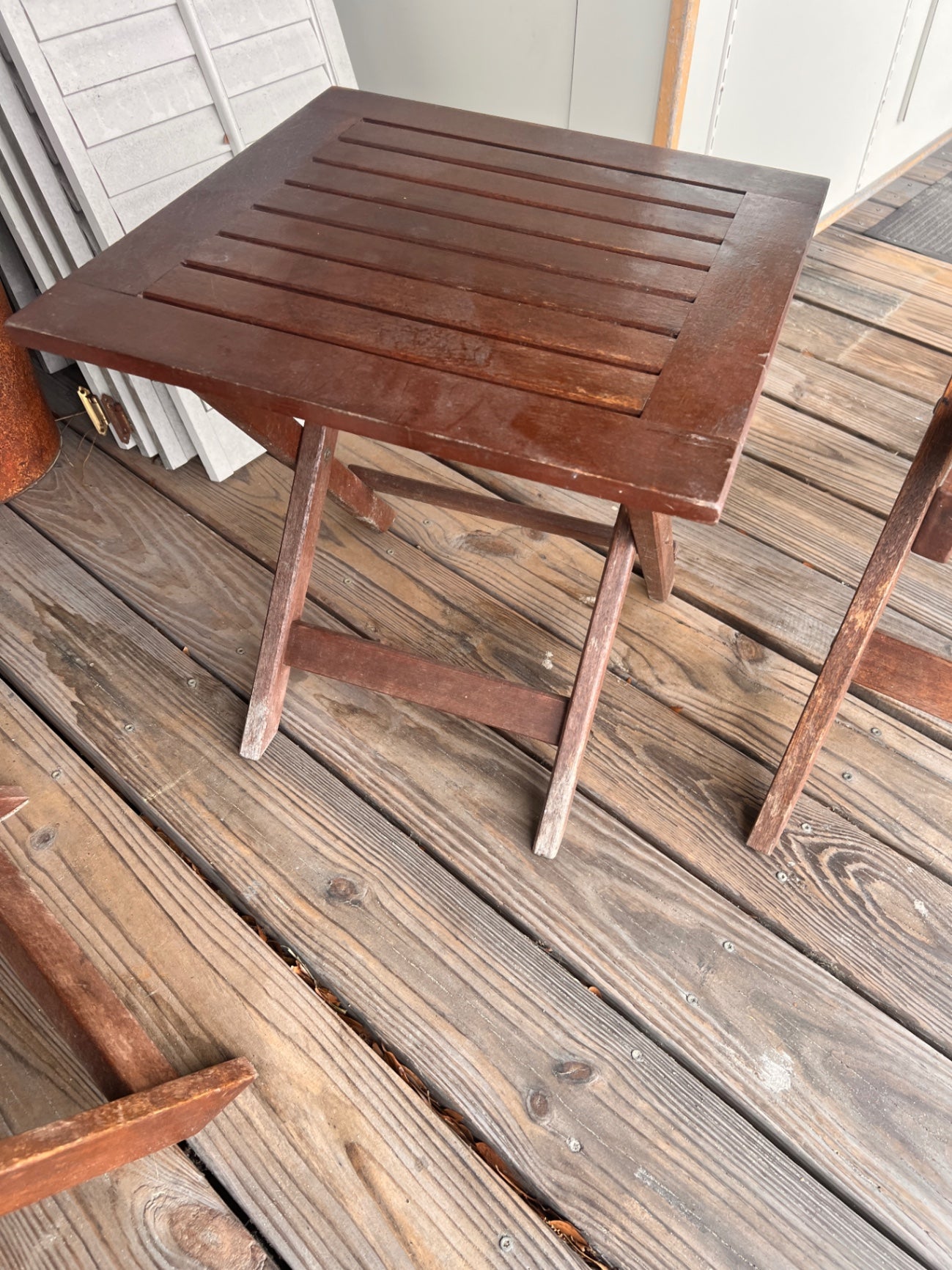 Teak folding side table