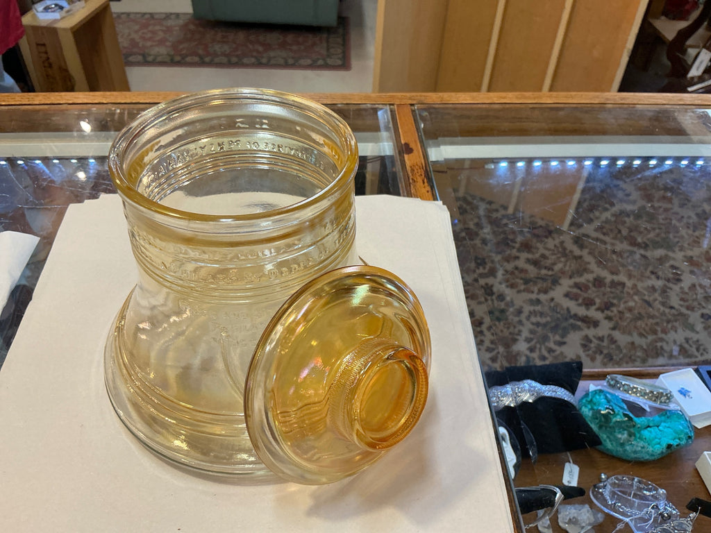 Liberty Bell Jar Amber Glass