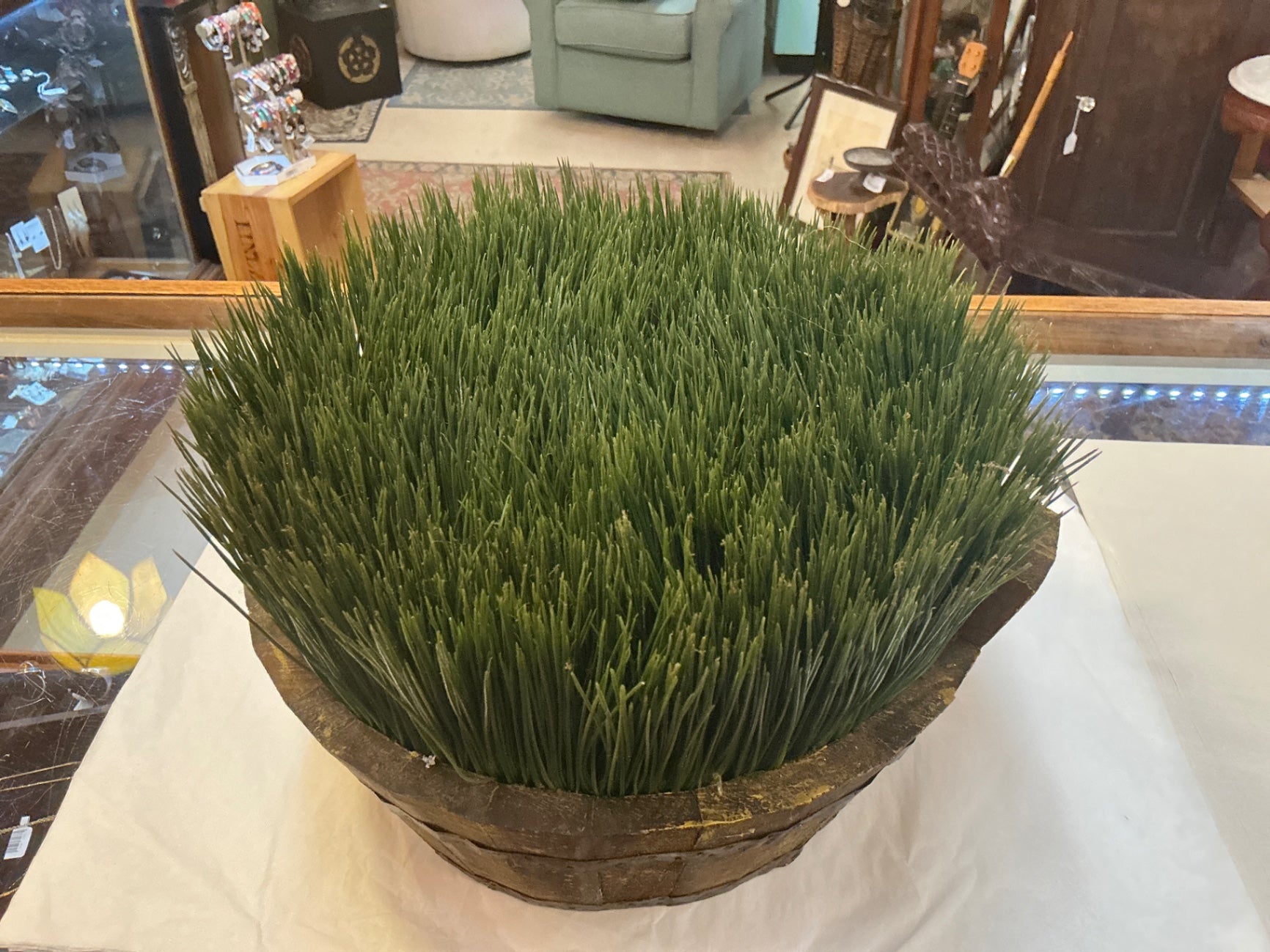 Artificial Grass Planter Green Plastic and synthetic fibers