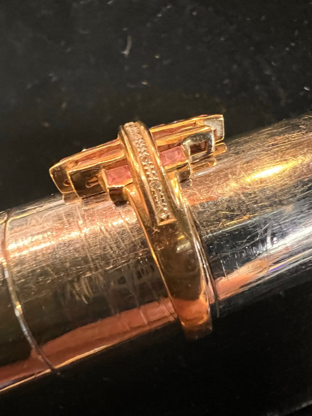 375 9kt Gold and Pink Topaz Size 7 Ring
