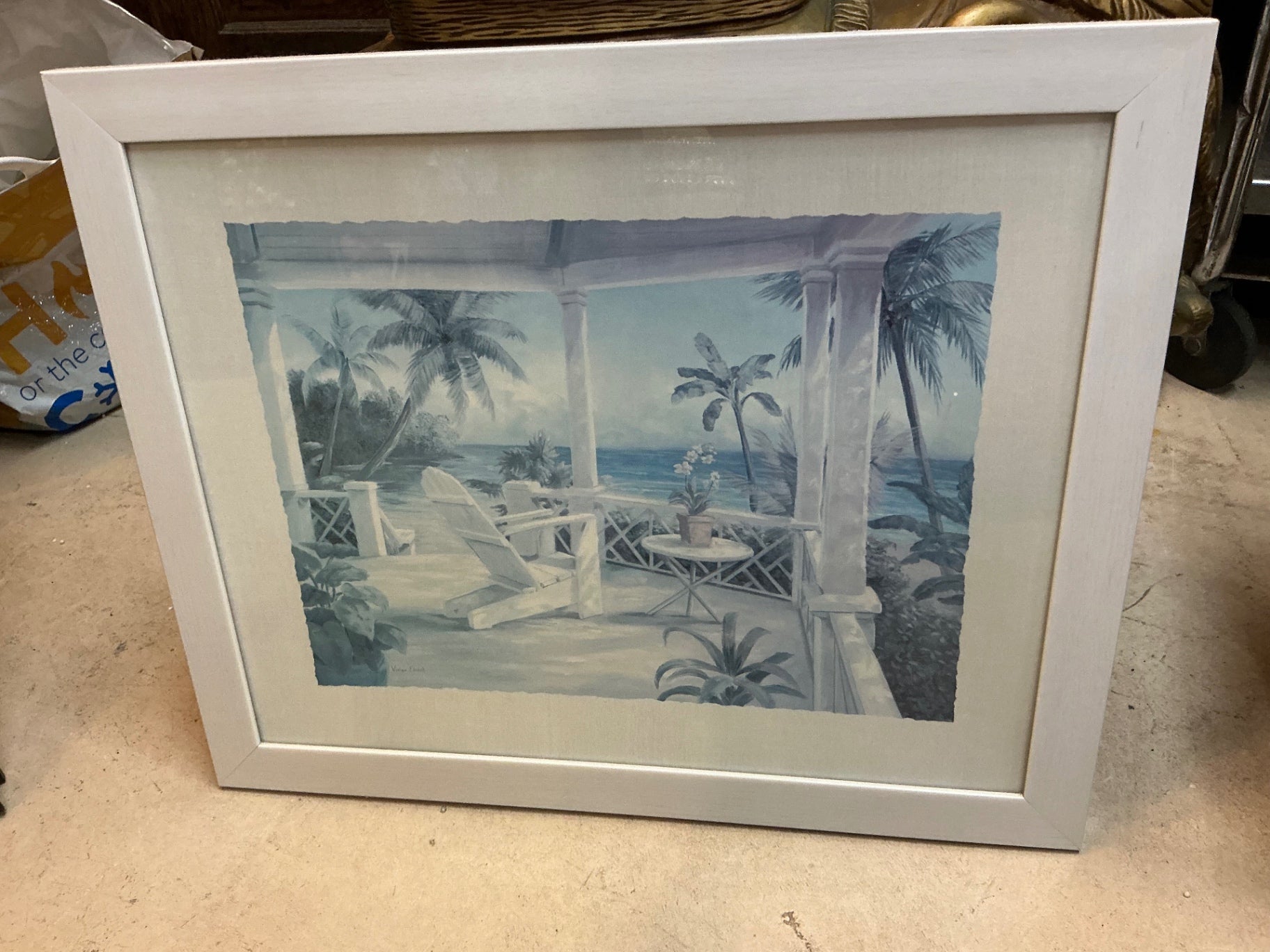 Paintings & Wall Art Blue, White, Green Canvas, Wood frame