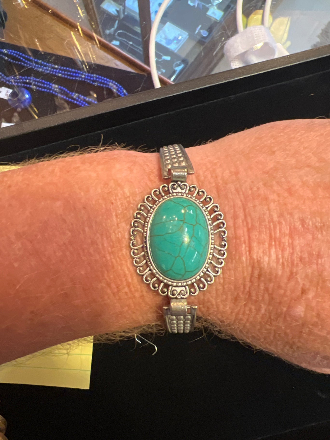 Bracelet Turquoise Silver/Metal alloy with turquoise stone