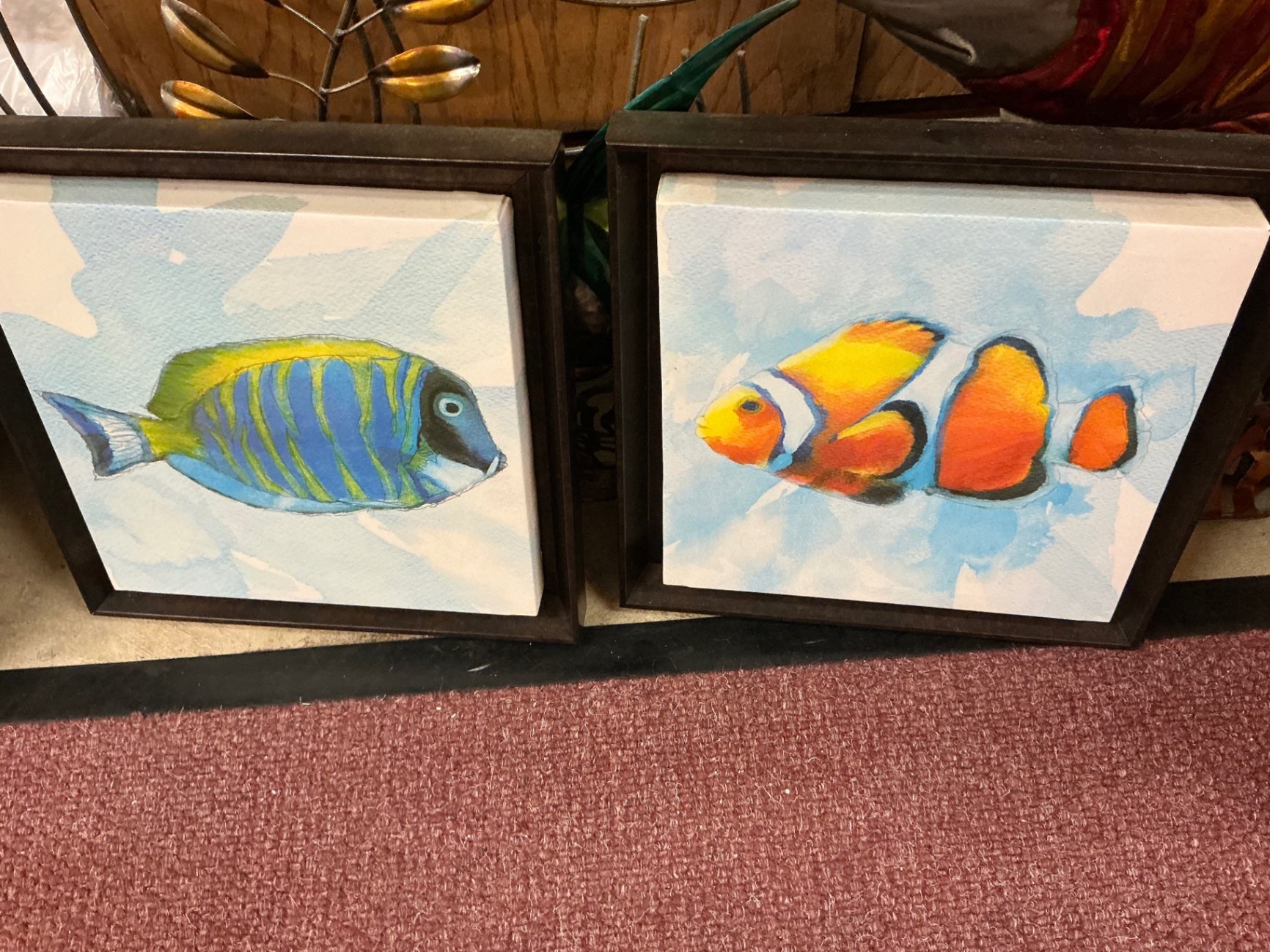Clownfish and Angel Fish art set of 2