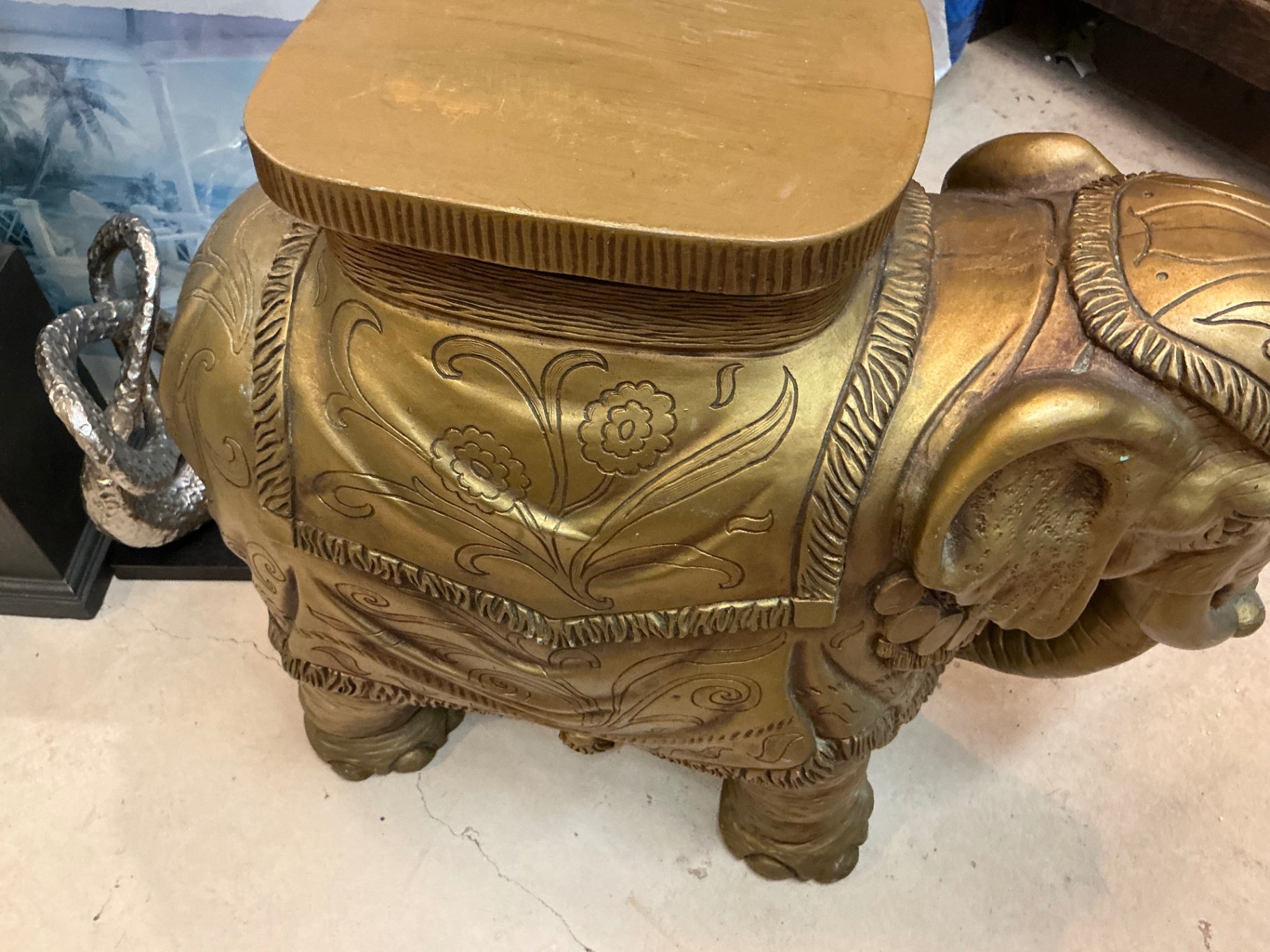Decorative Sculpture Gold Tone Stool or Table