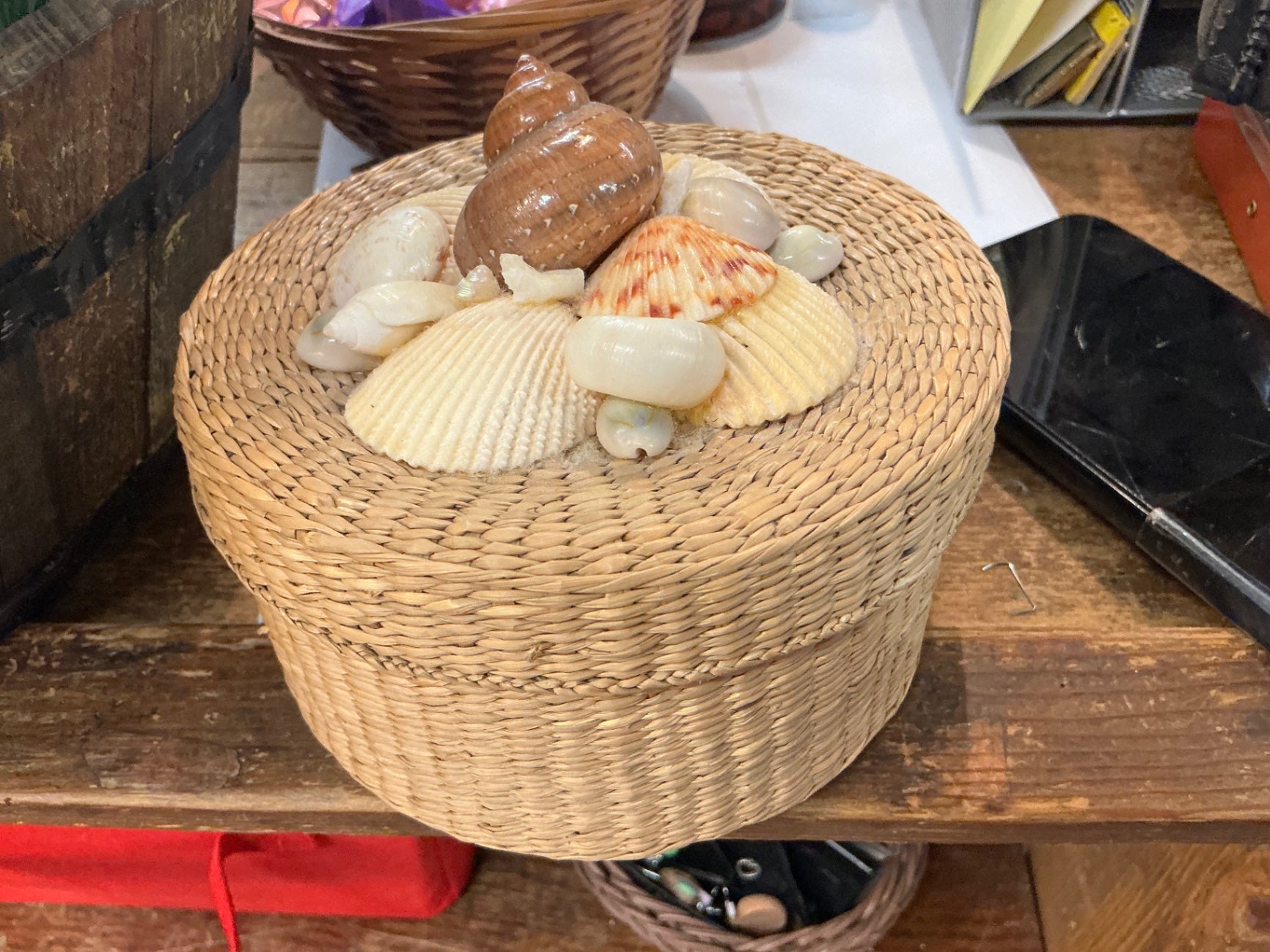 Decorative shell wicker small baset