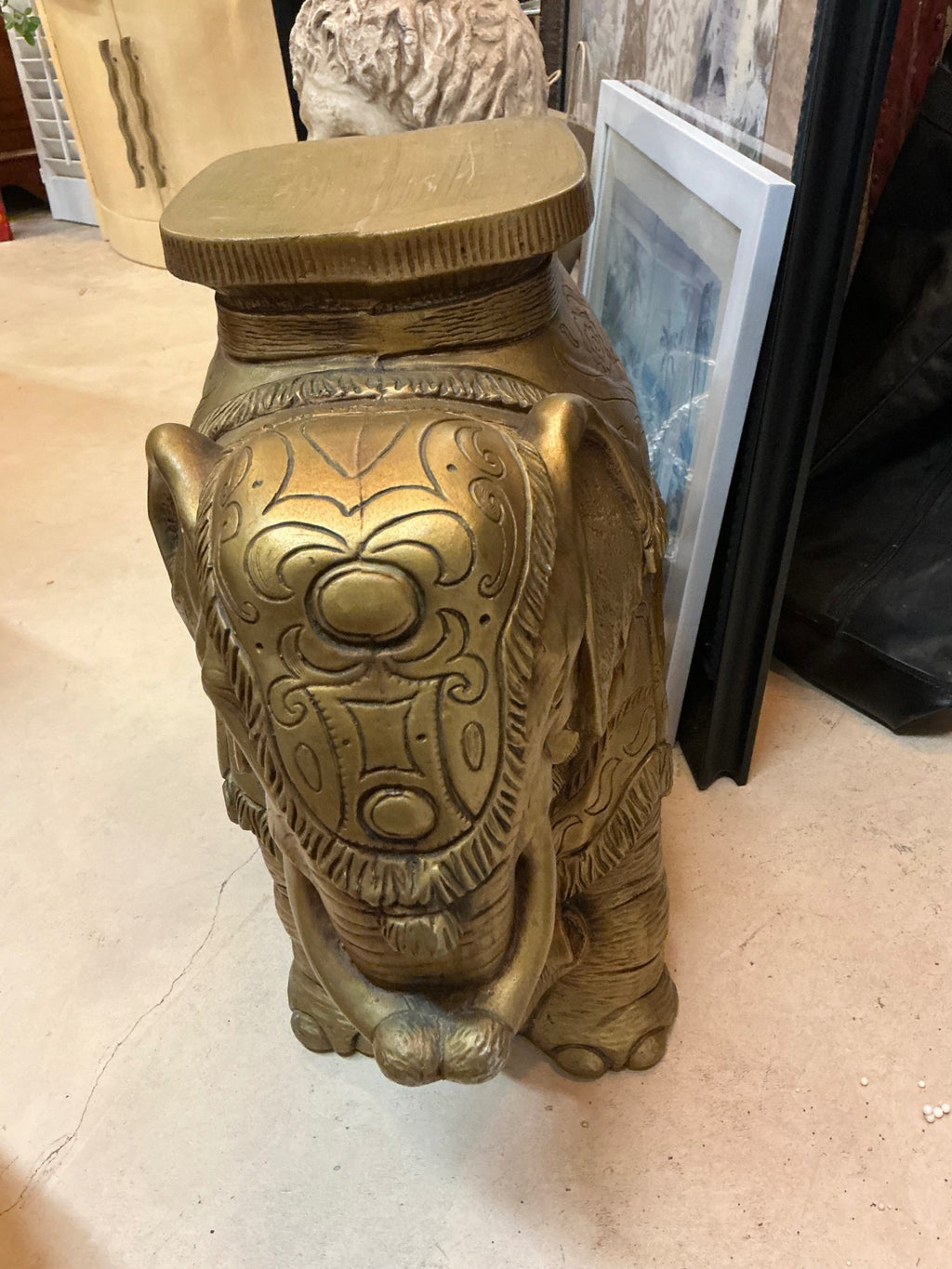 Decorative Sculpture Gold Tone Stool or Table