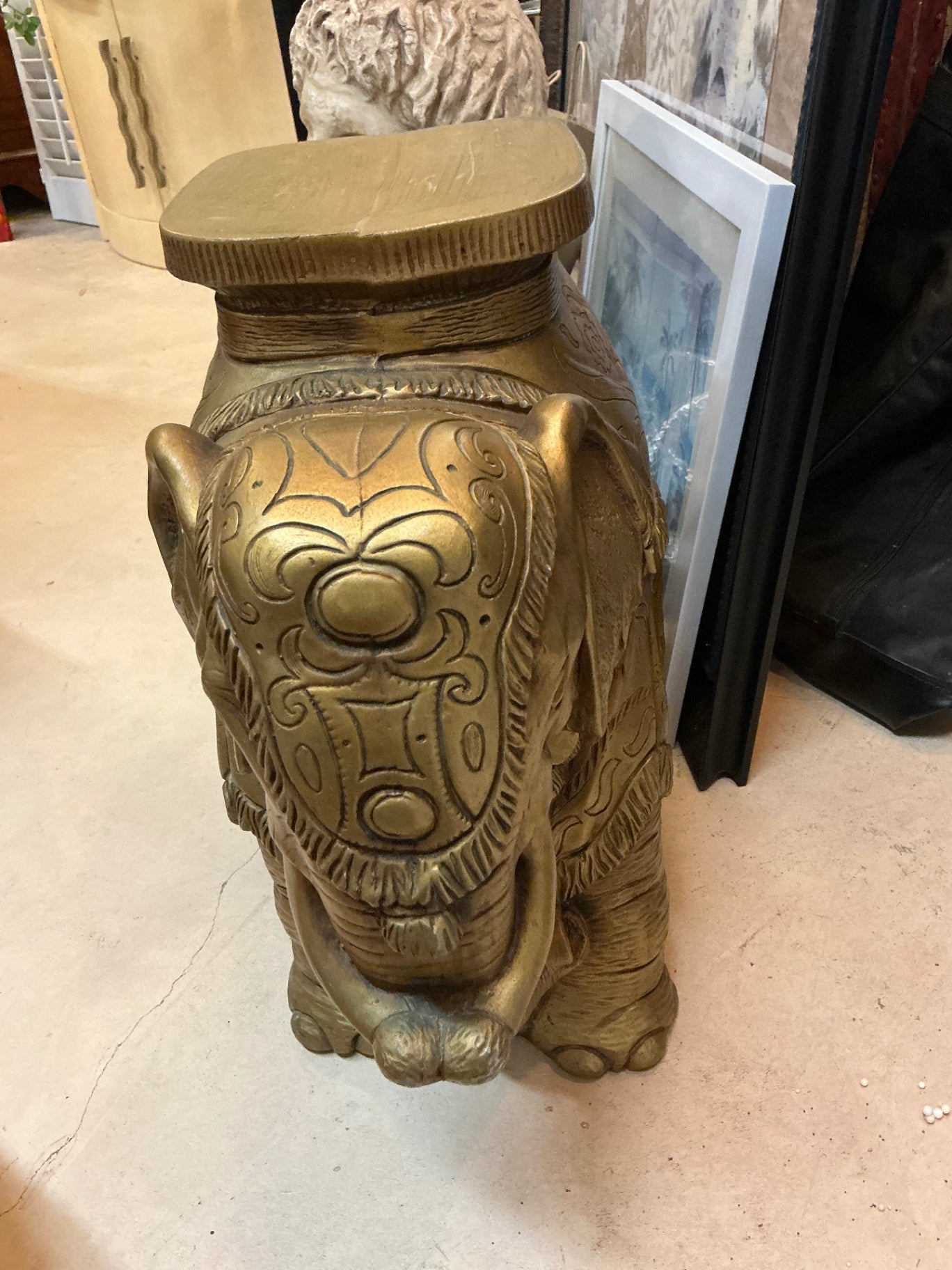Decorative Sculpture Gold Tone Stool or Table