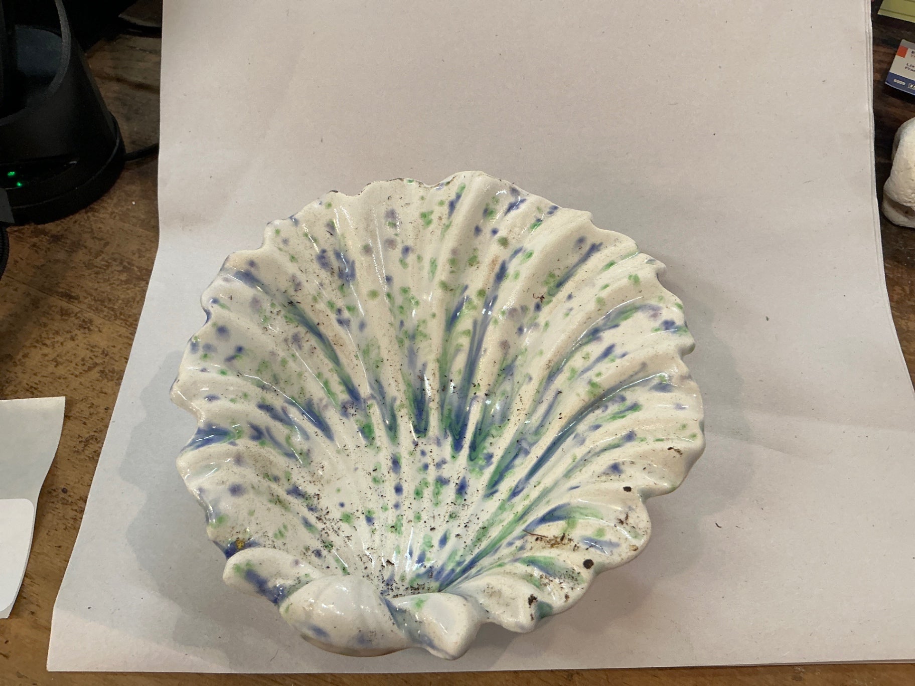 Home Decor White with green and blue specks Ceramic