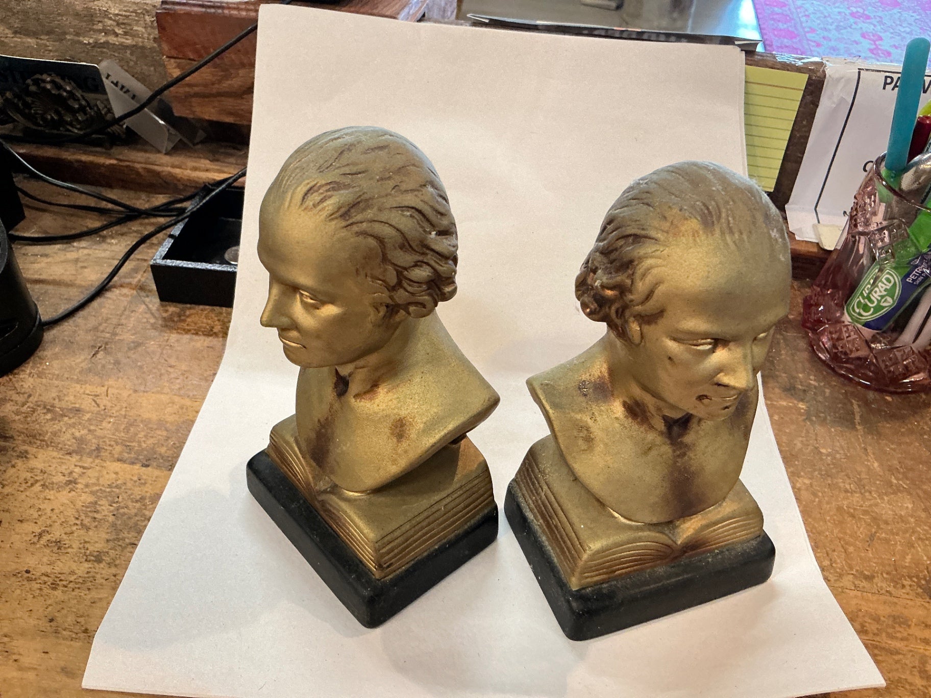 Ceramic Gold Bust Bookends