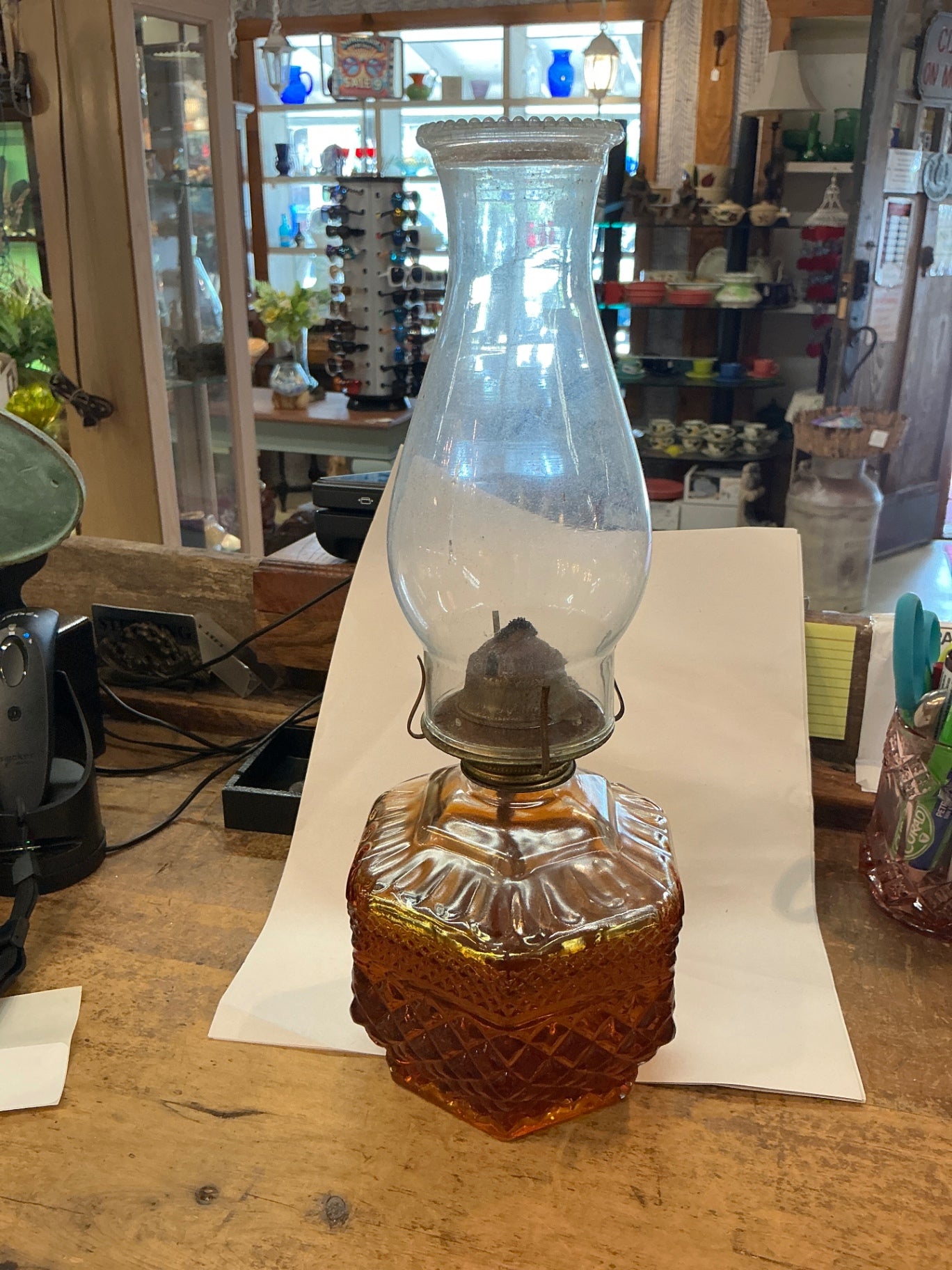 Amber Gold Vintage Oil Lamp