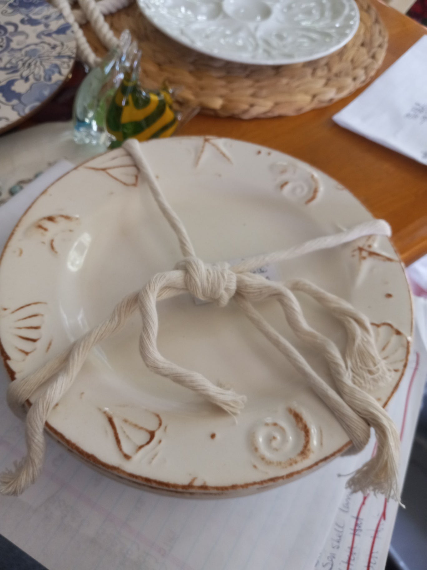 4 seashell stoneware salad plates dsc