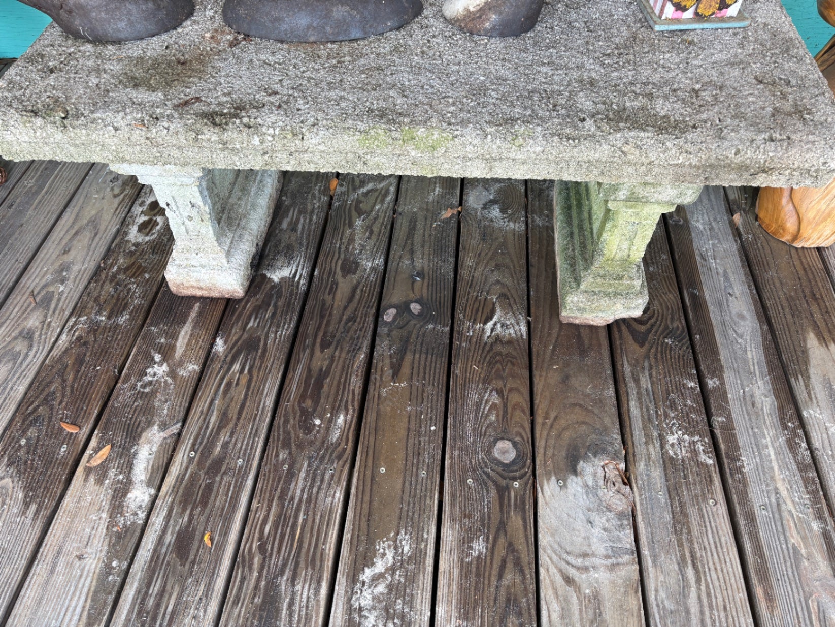 Outdoors Gray Concrete Garden Bench