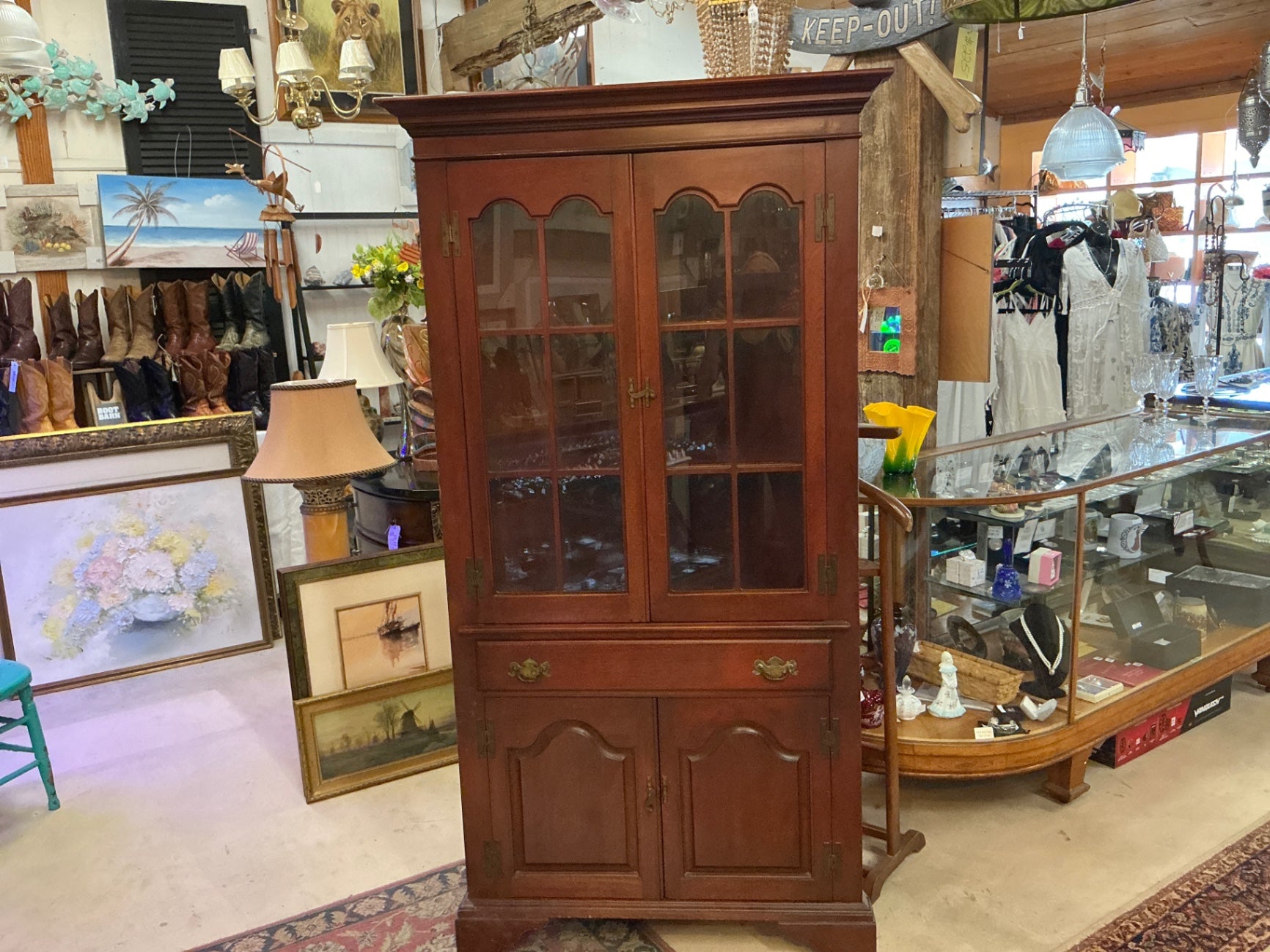 Corner Furniture Cabinet Brown Wood