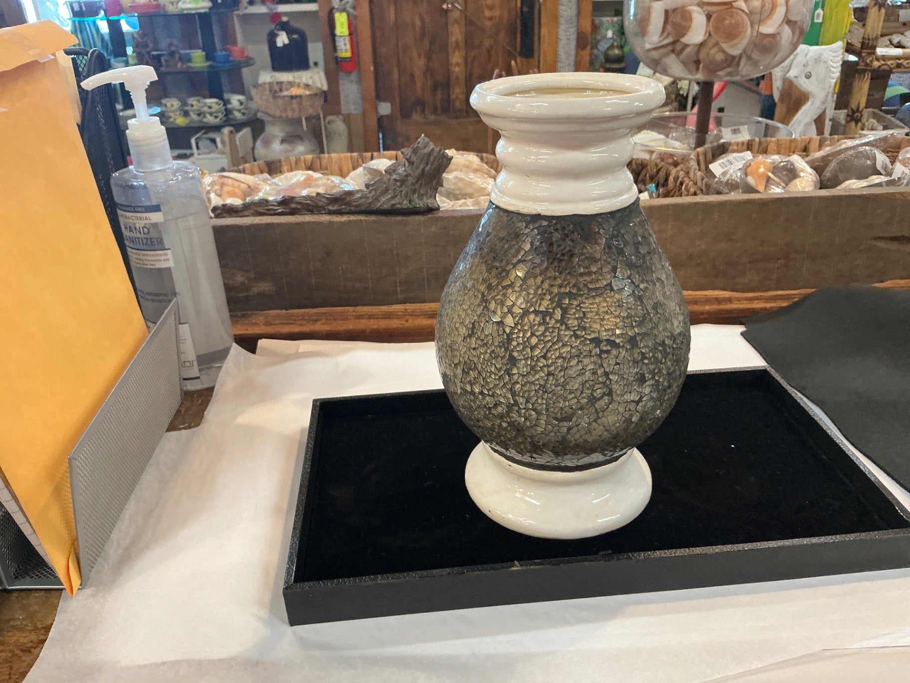 Vase Black, White Ceramic