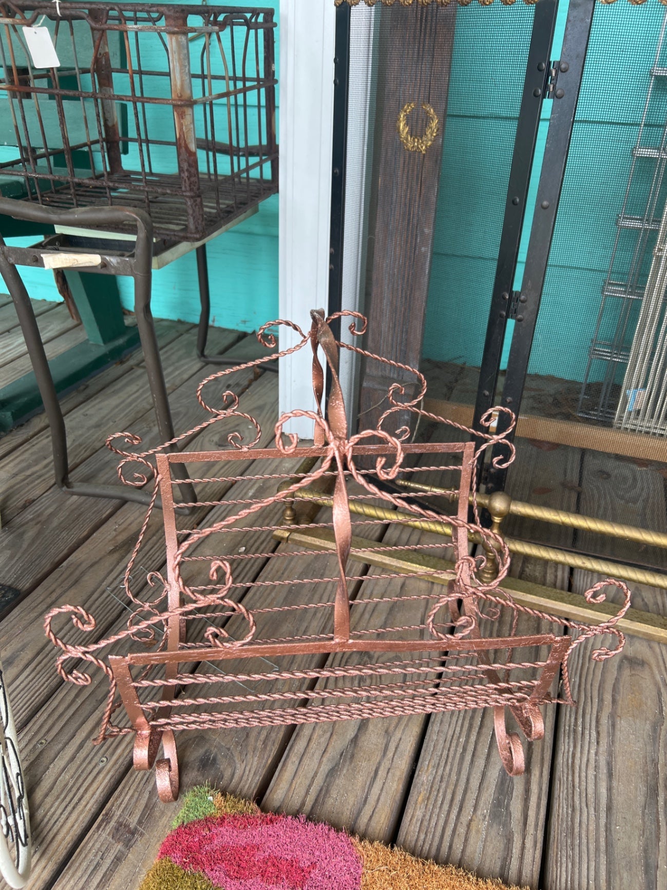 Wood or Magazine Rack Copper Metal