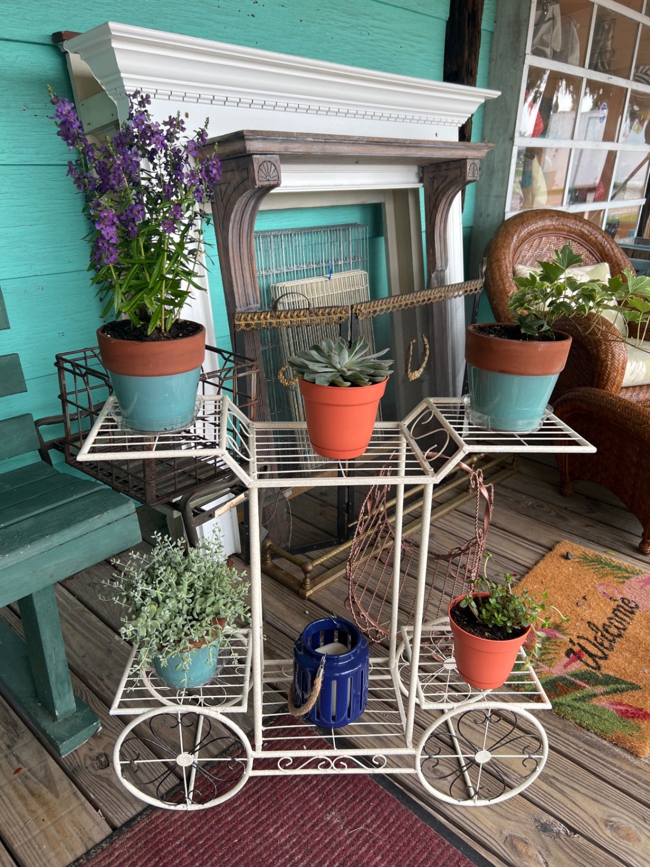 Plant Stand with Plants Multicolored Metal