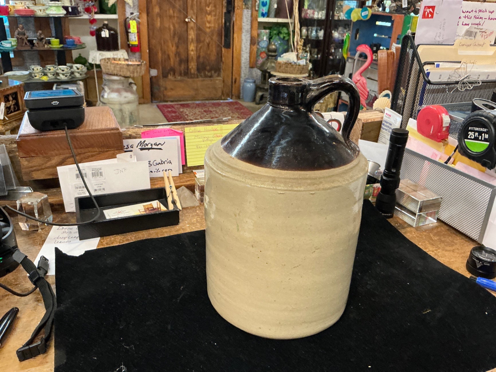 Crock Beige and Black Ceramic