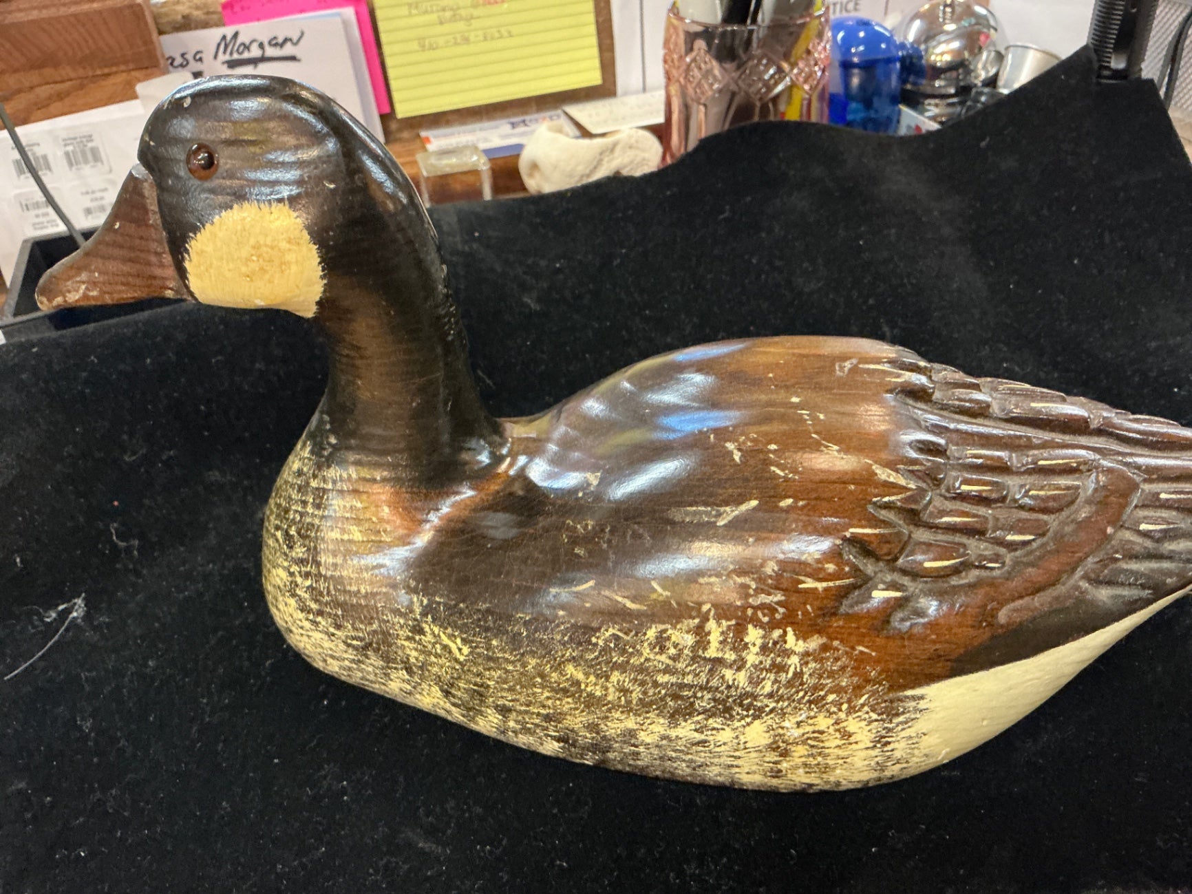 Decorative Figurine Brown, Yellow, Black Wood