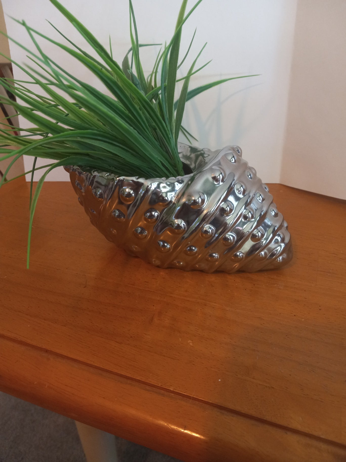Seashell Chrome ceramic planter dsc 