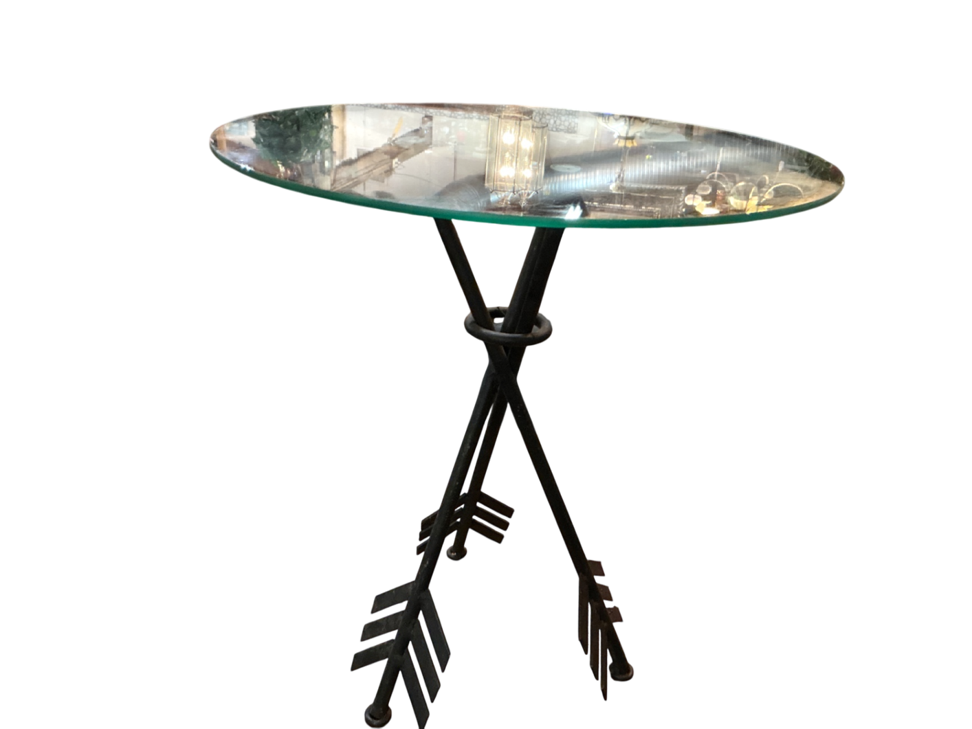 Table Clear glass with black arrow legs Glass and metal JCL