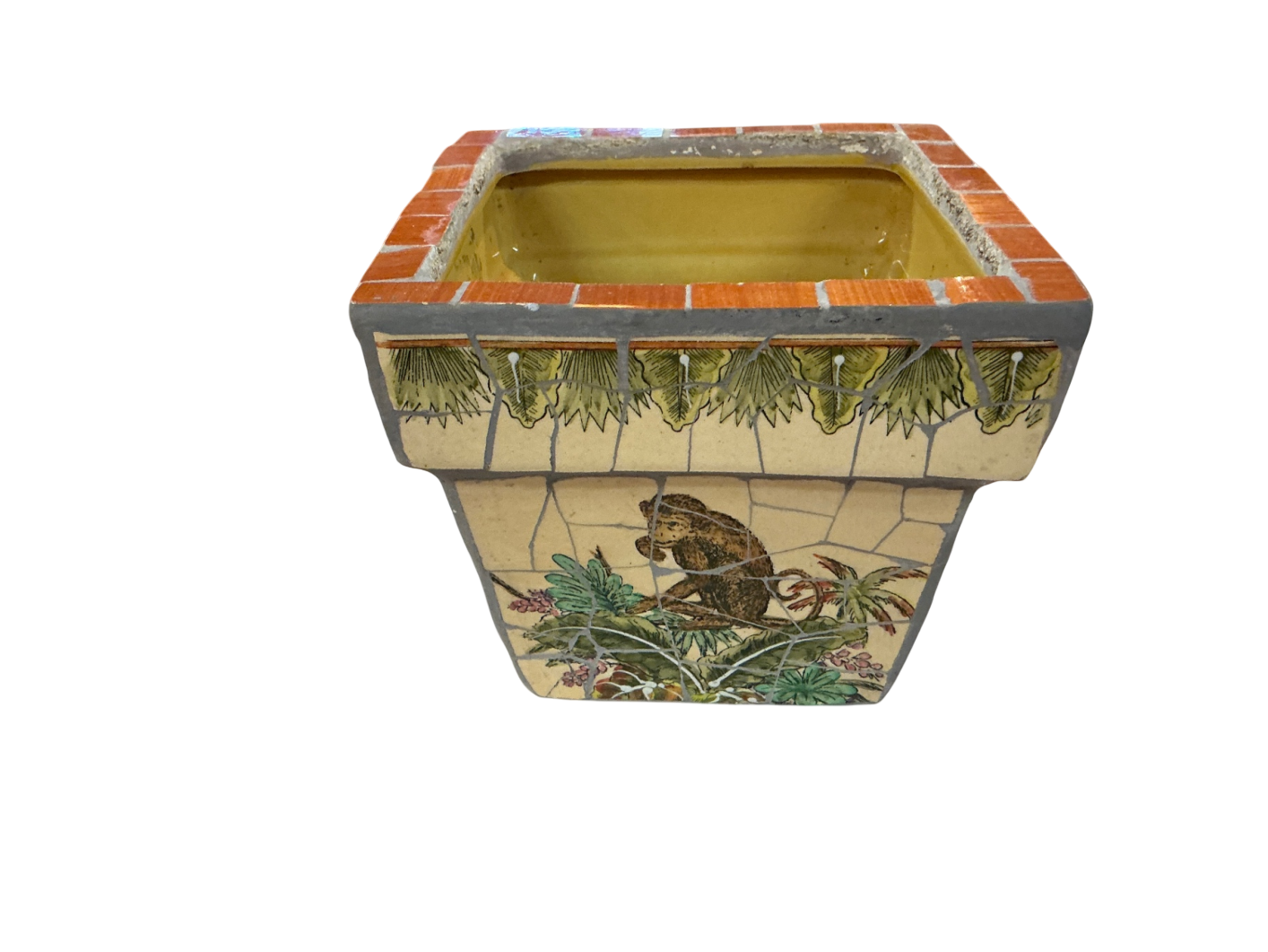 Planter Multicolor (mainly yellow, green, brown, and red) Ceramic