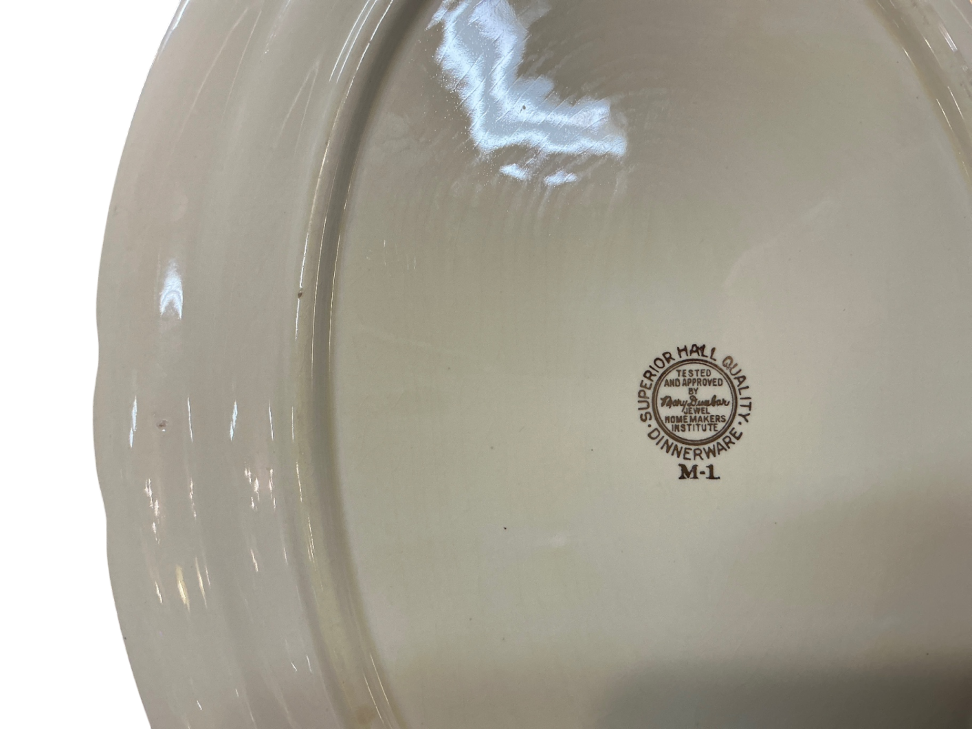 Glass platter Cream with orange and brown floral pattern Ceramic