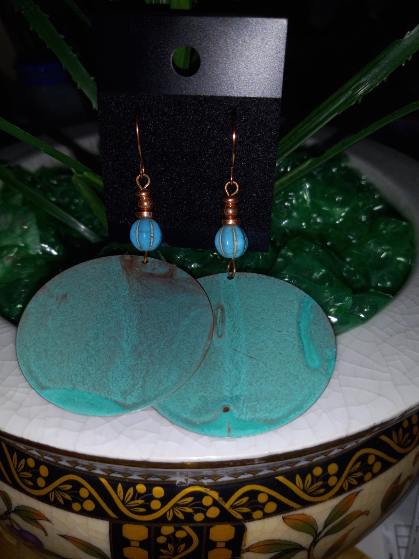 Aqua n copper earrings dsc