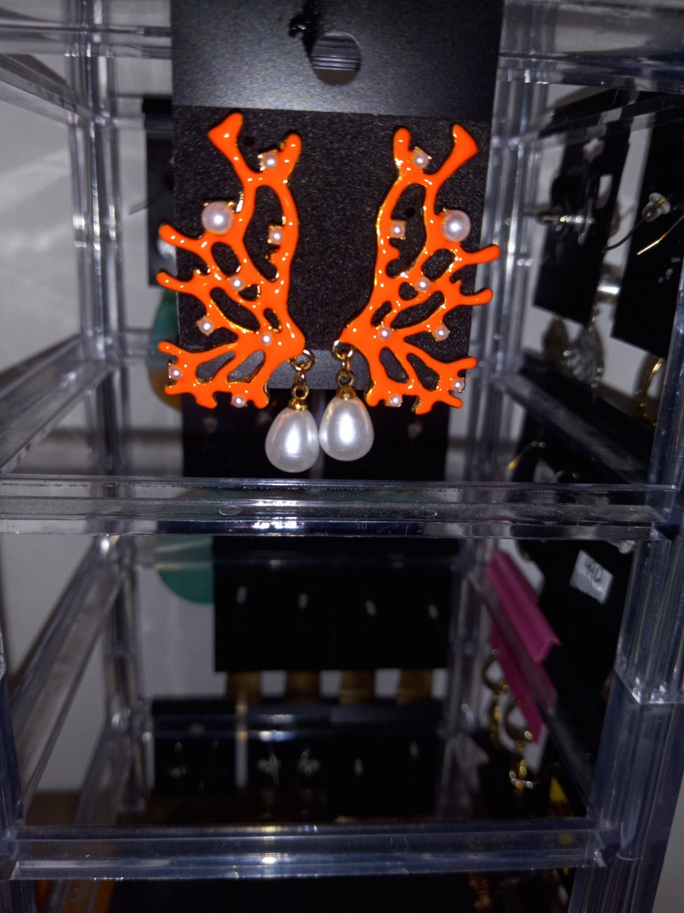 Coral pearl earrings dsc 