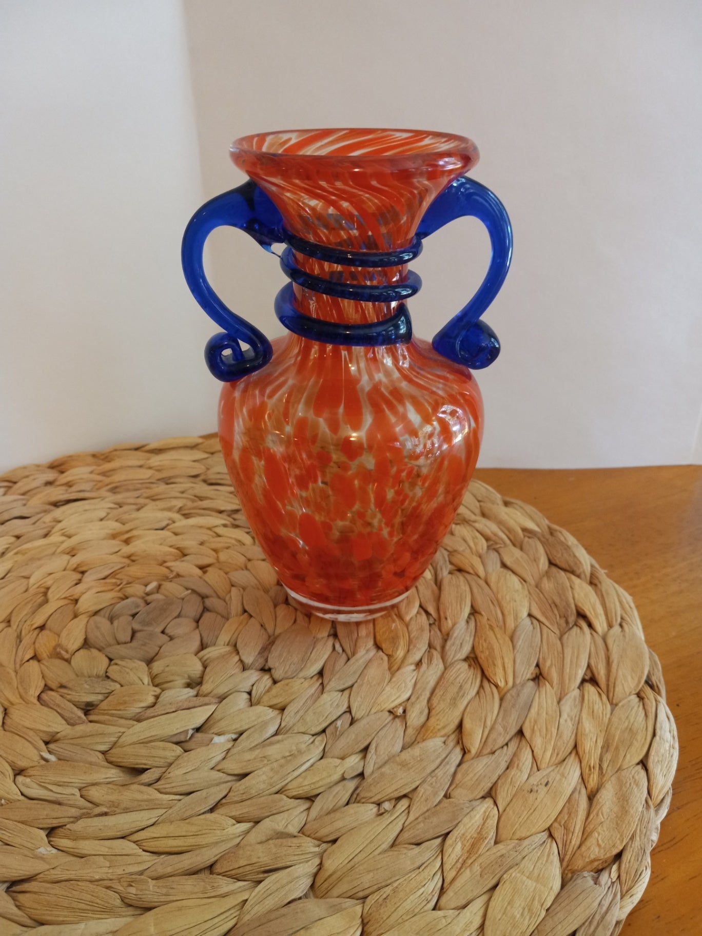 Orange n blue glass vase