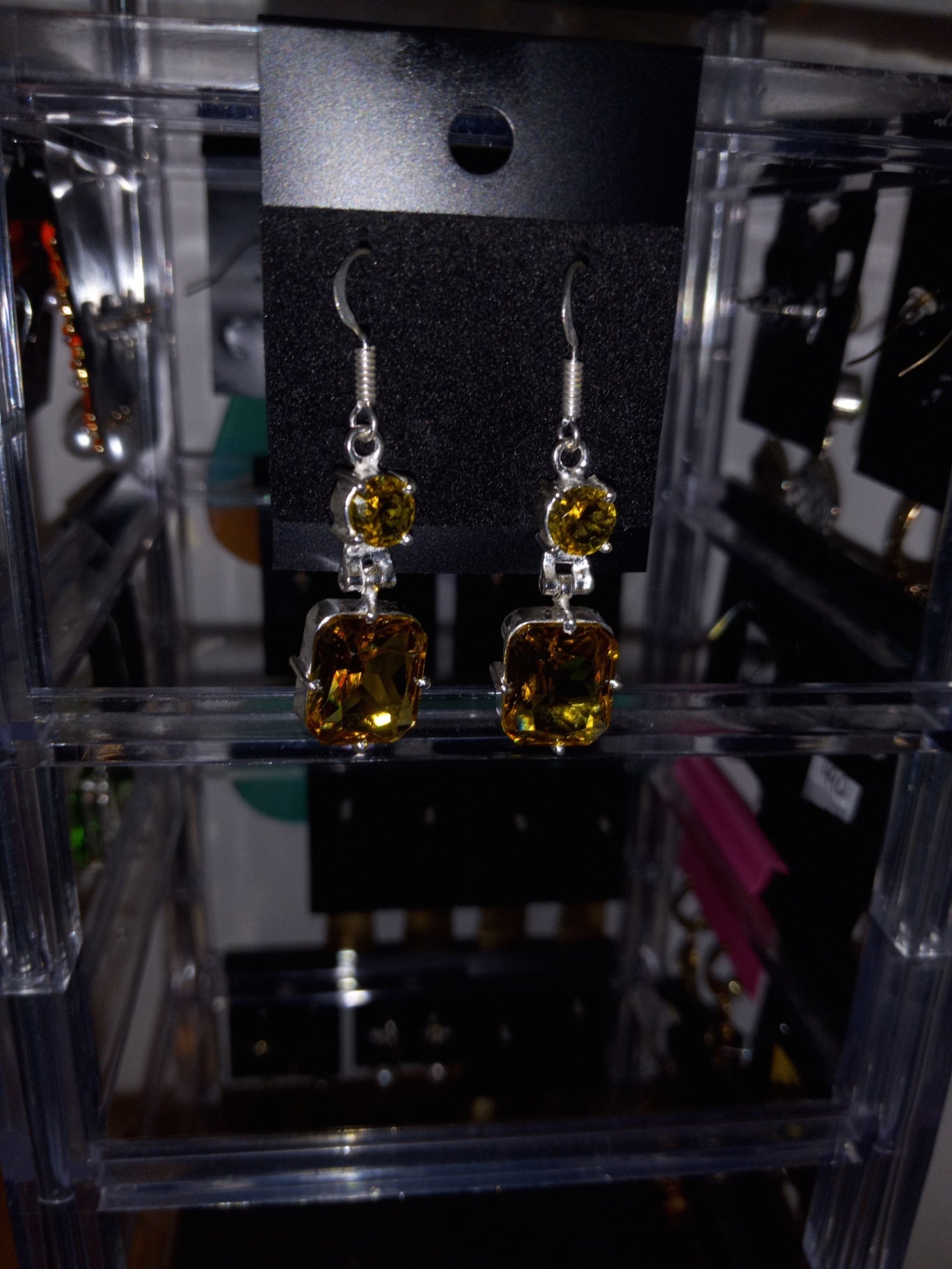 Yellow glass earrings dsc 