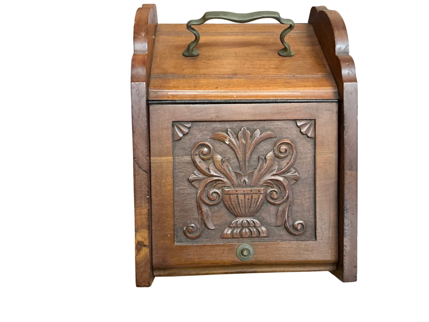 Antique Coal Scuttle Brown Wood
