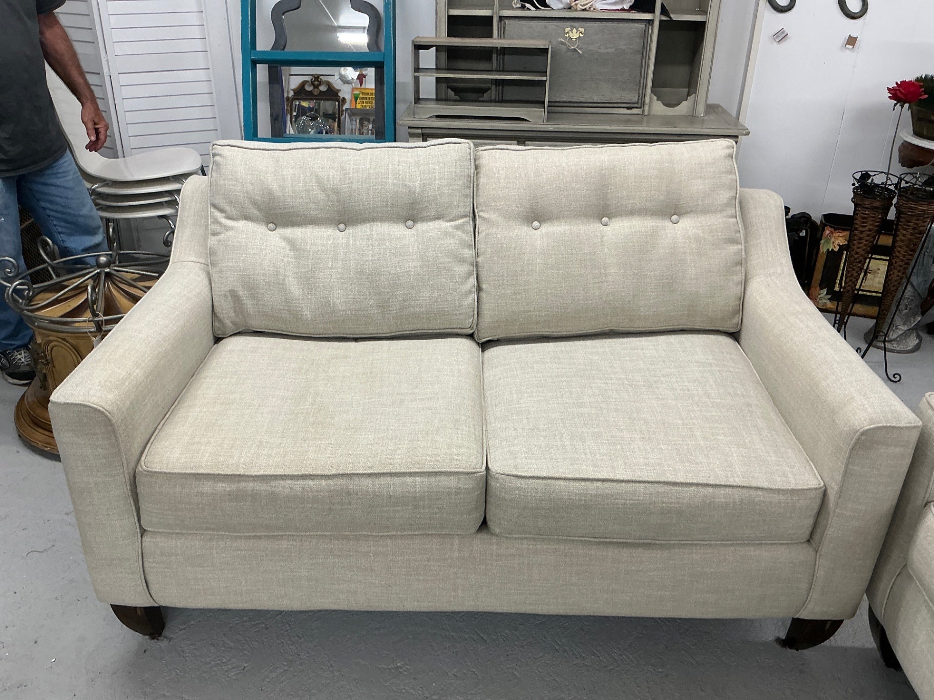 Loveseat  Beige Fabric