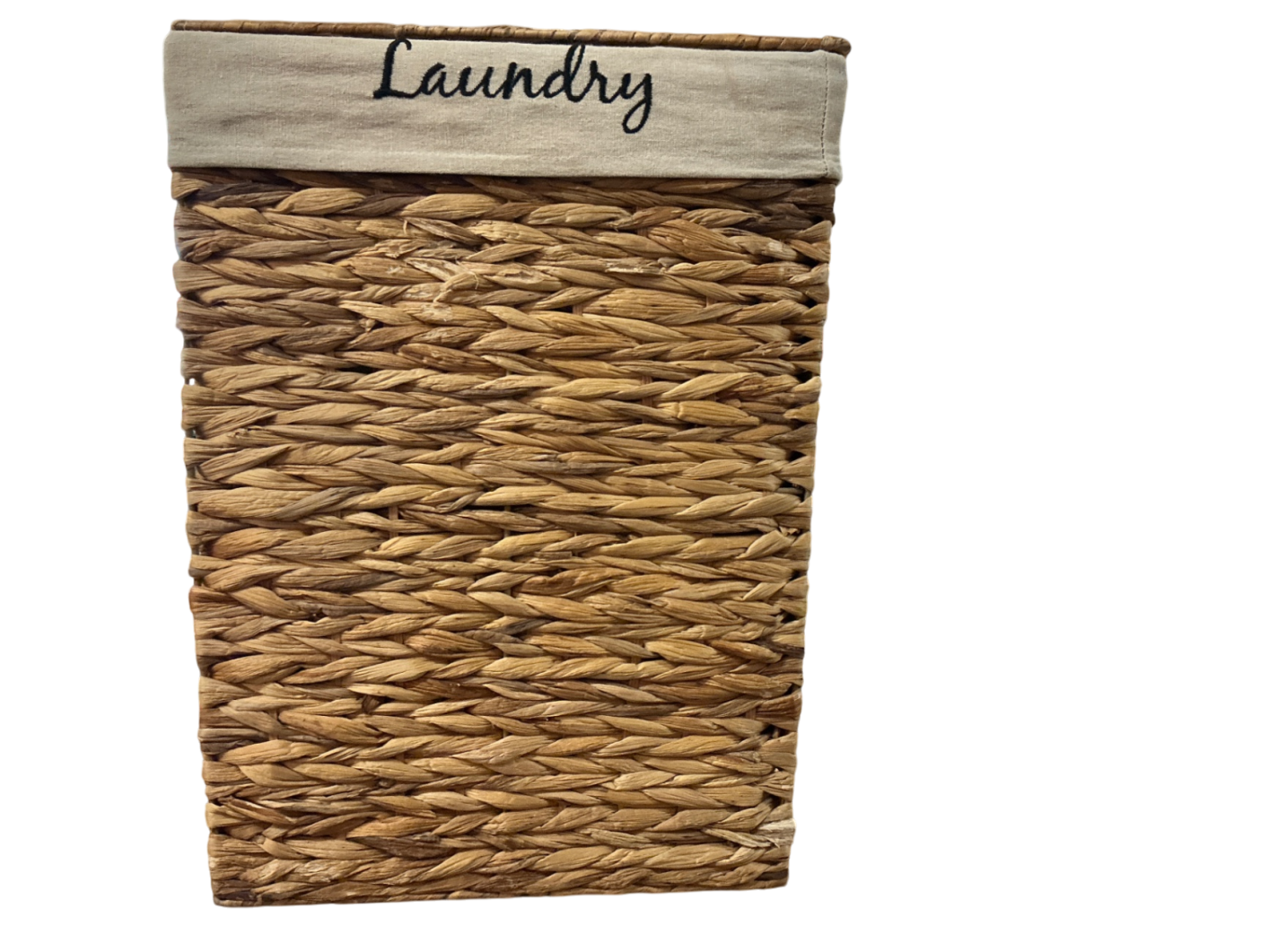 Laundry Basket Beige and Brown Wicker and Fabric JCL