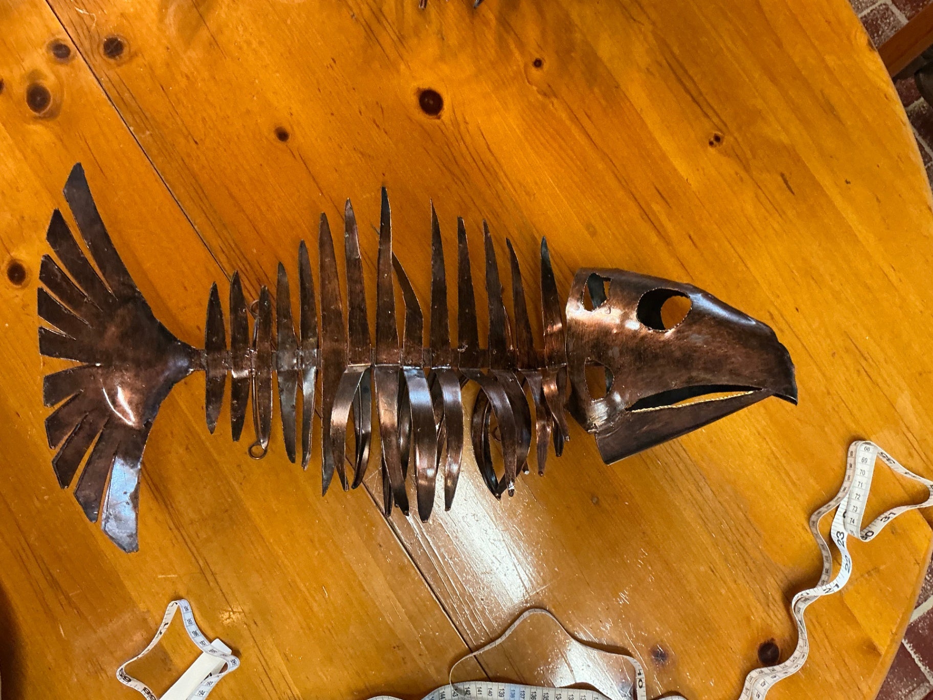 Bone Fish Sculpture Silver/Metallic Metal