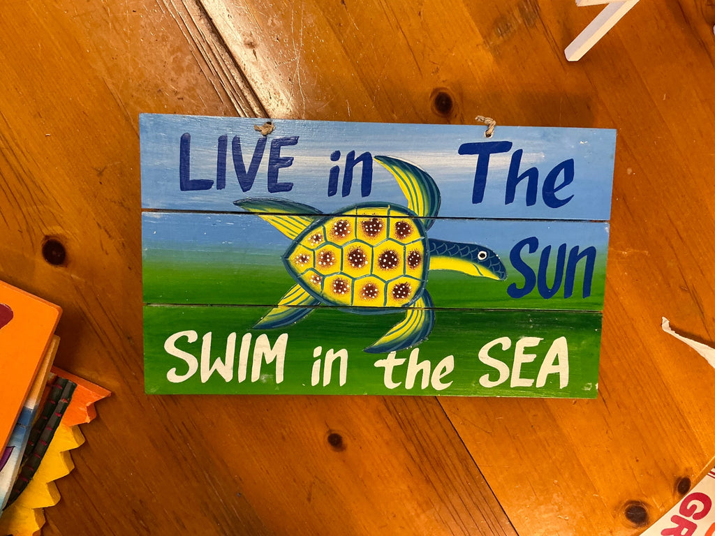 Live In The Sun Swim In the Sea Decorative Wall Hanging Multi-color Wood