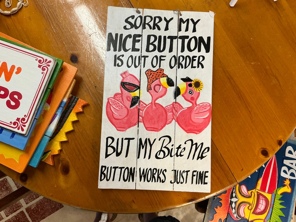 Sorry My Nice Button Is Out of Order Decorative Wall Hanging Multicolor Wood