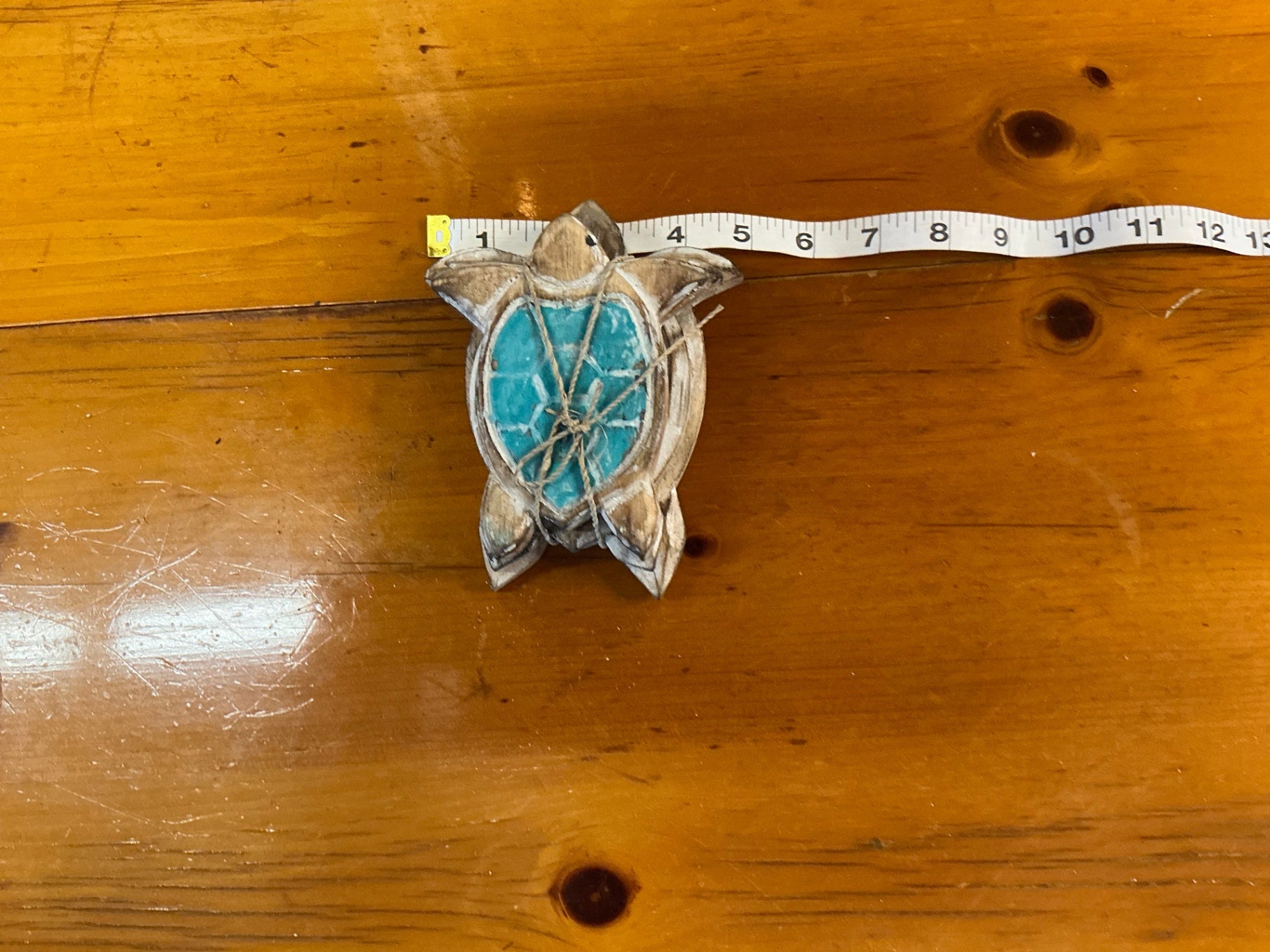 Decorative Turtle Wall Hanging Brown and turquoise Wood and paint