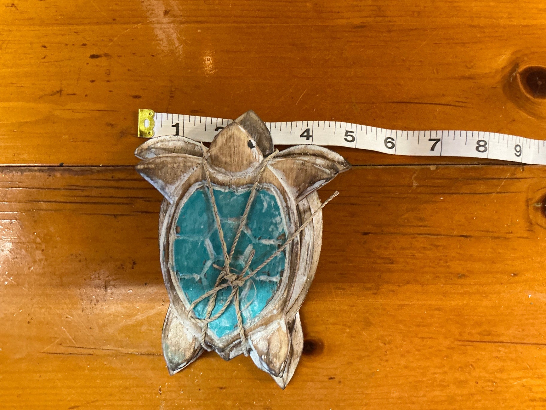 Decorative Turtle Wall Hanging Brown and turquoise Wood and paint
