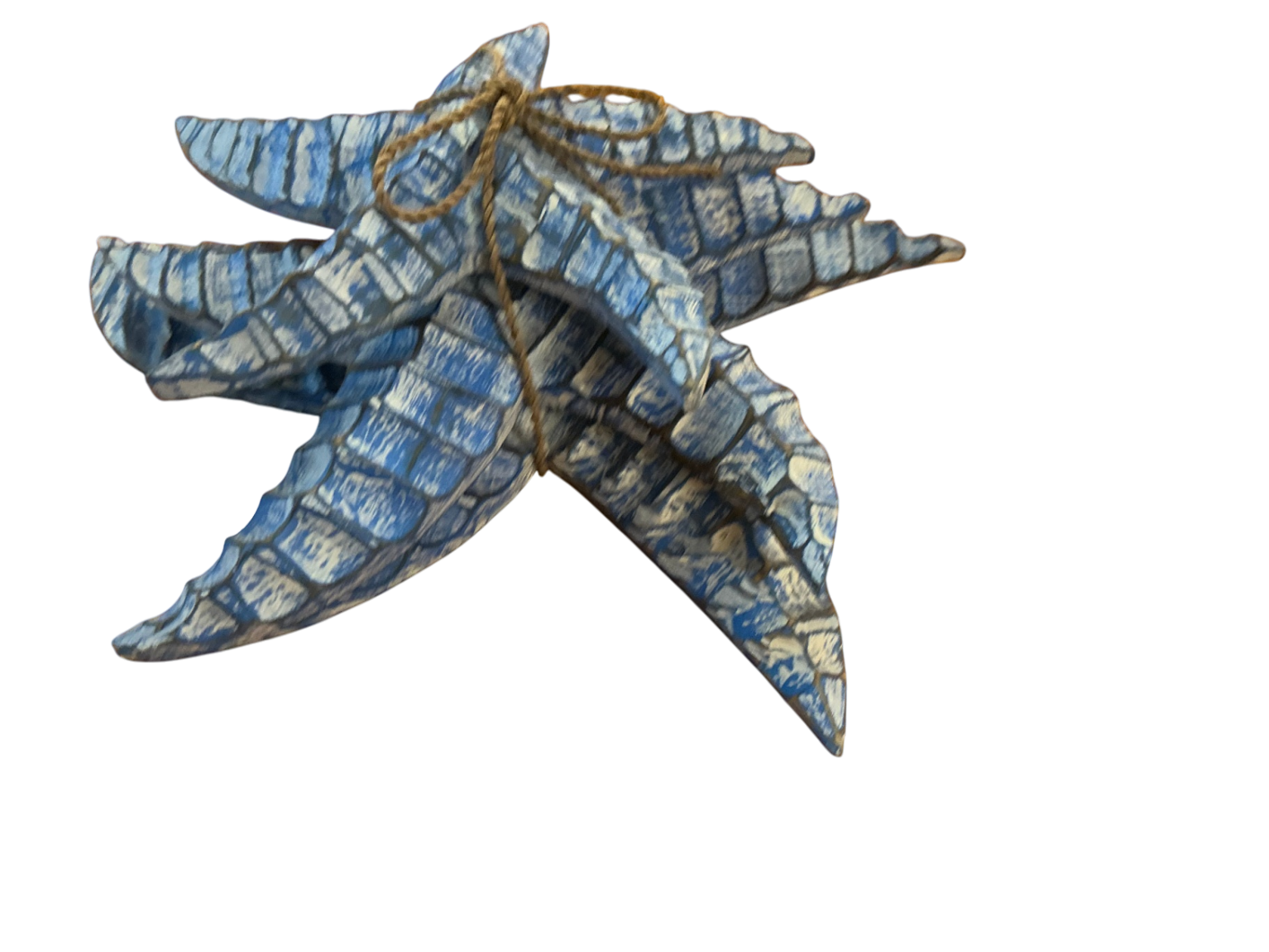 Starfish Decorative Wall Hanging Blue and Turquoise Wood sets of 3 measures 14"x14"x4.5"